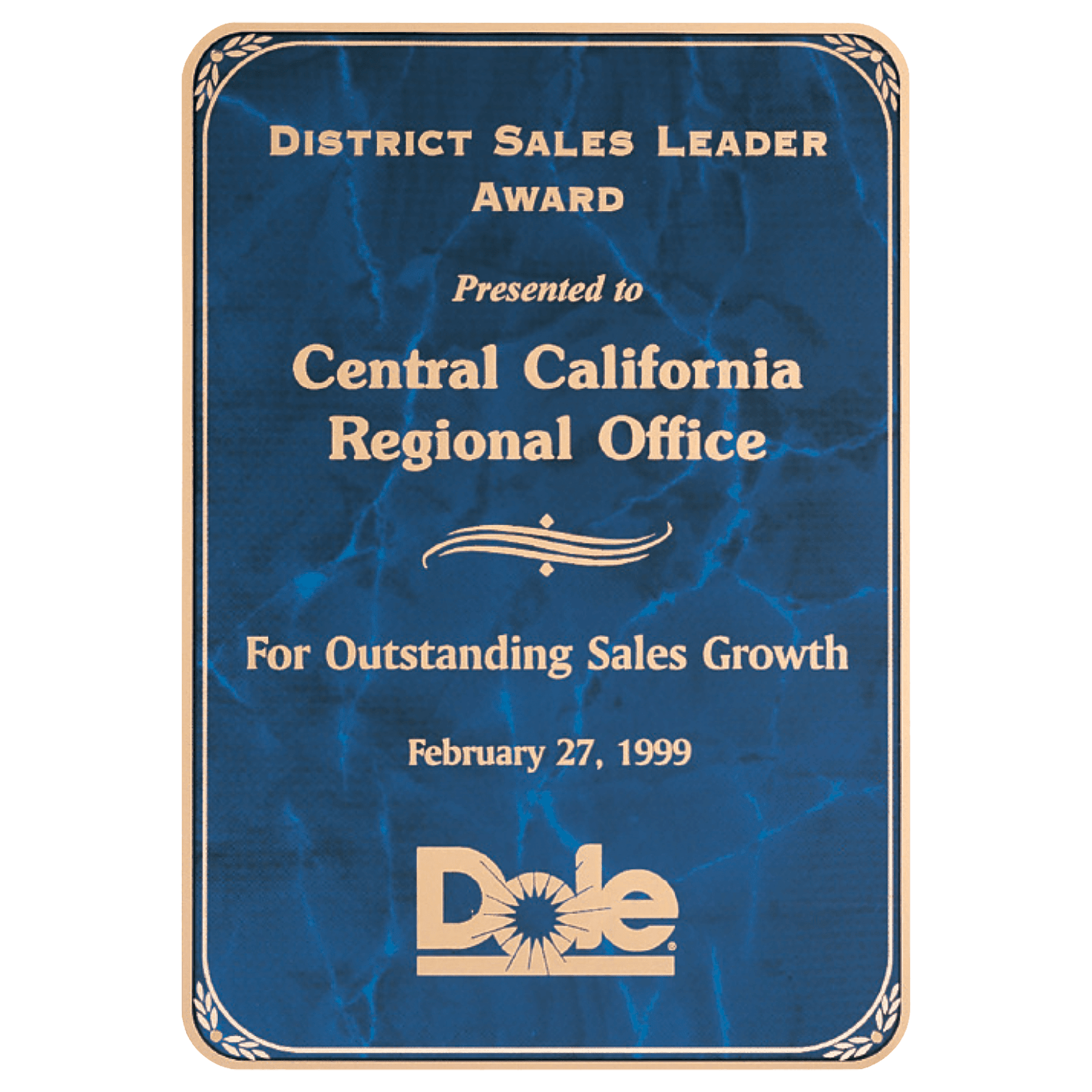 5 1/4" x 7 1/4" Airflyte Laser Engravable Brass Plated Steel Sapphire Marble Radius Corner Plate with Gold Border