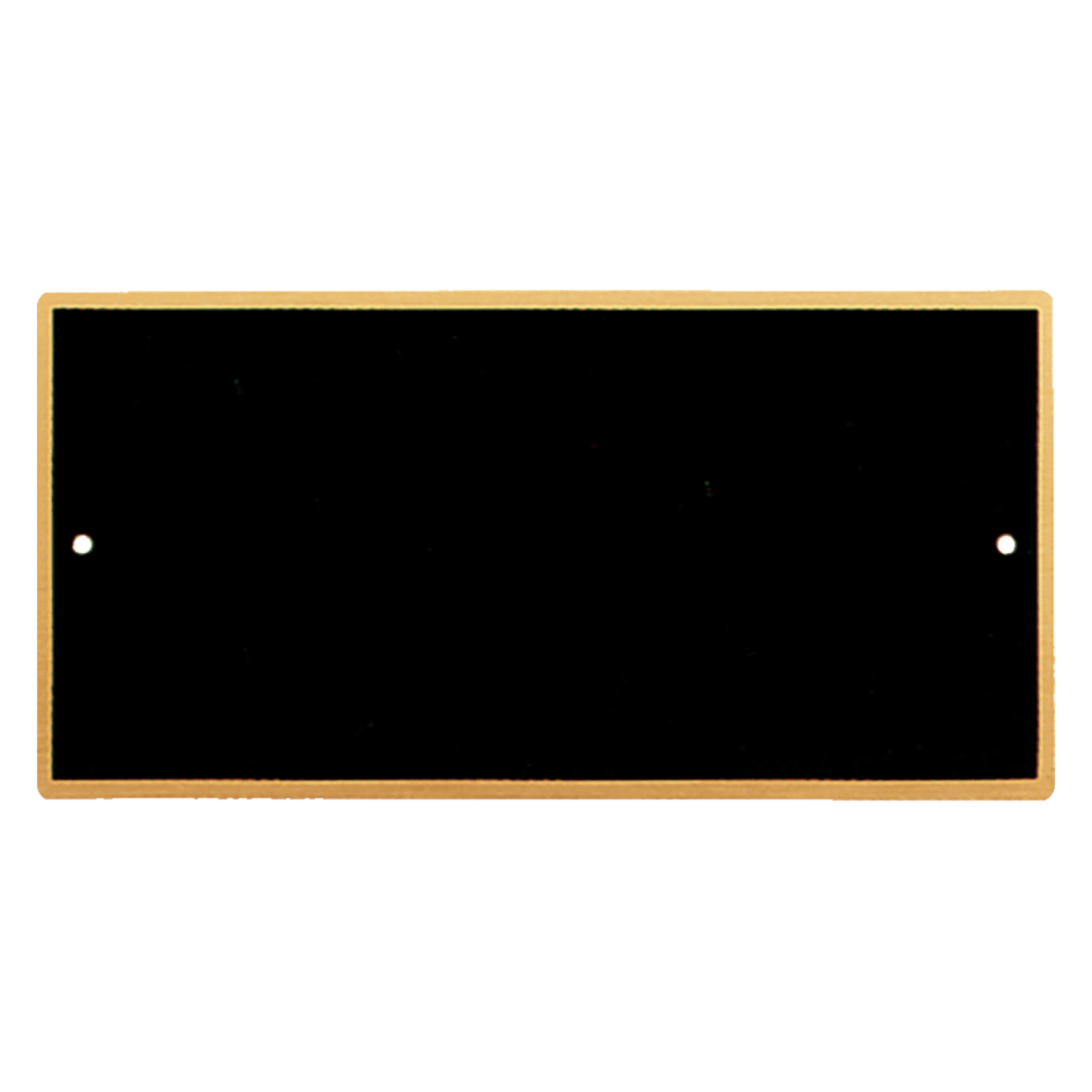 3 3/8" x 8" Black Laserable Brass Plate with Gold Border Rounded Corners and Two Holes