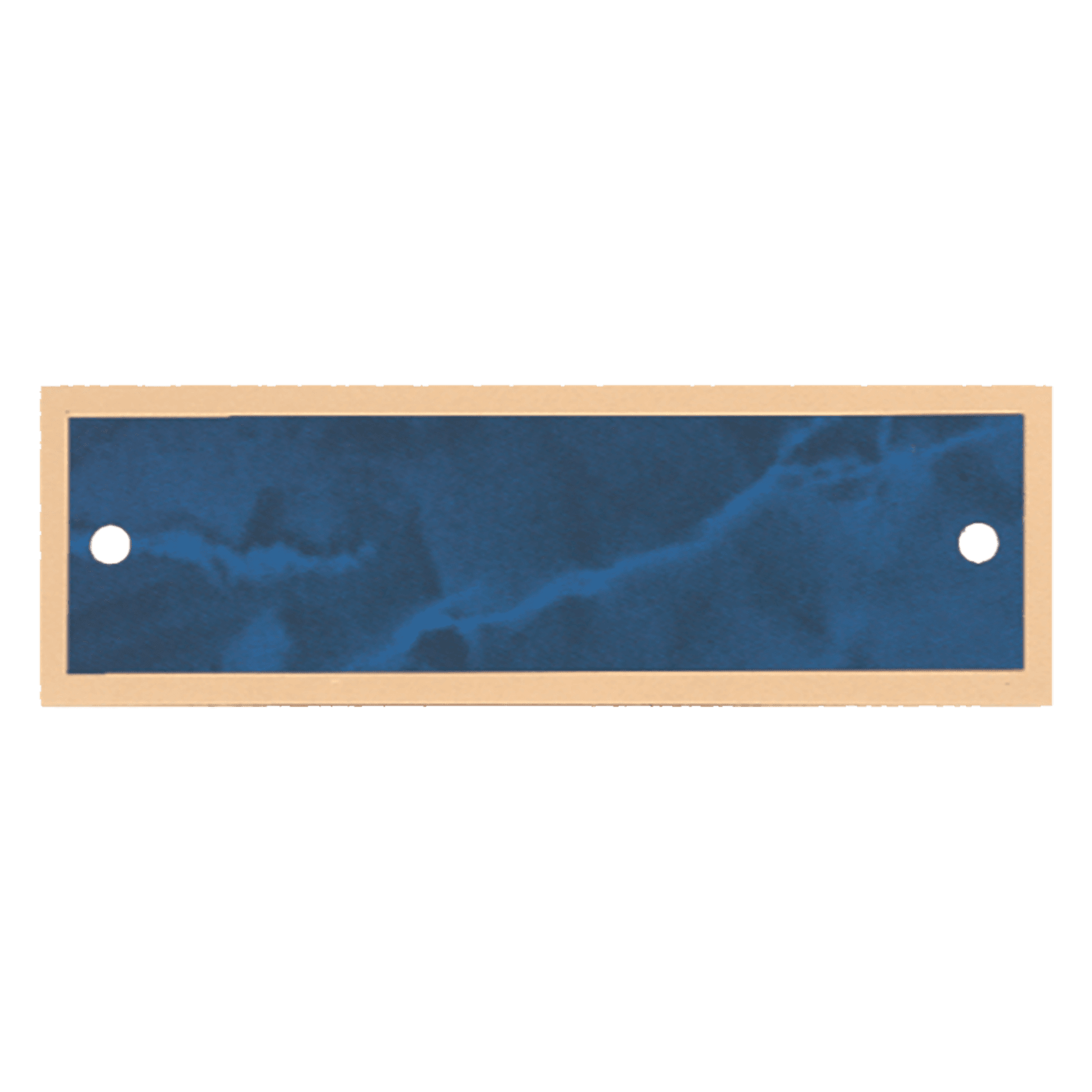 7/8" x 2 3/4" Sapphire Marble Plate with Gold Border and Two Holes