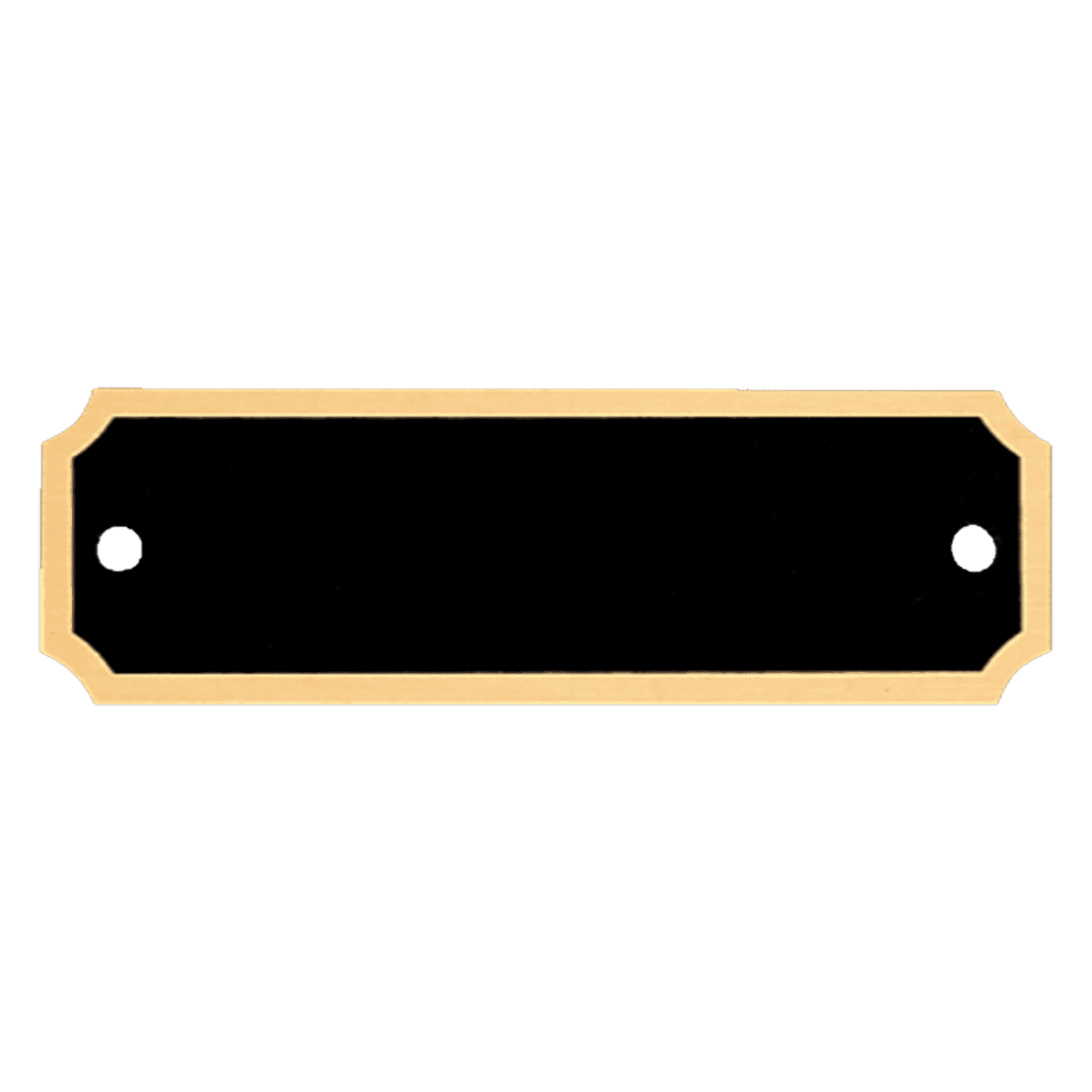 7/8" x 2 3/4" Black Notched Corner Plate with Gold Border and Two Holes