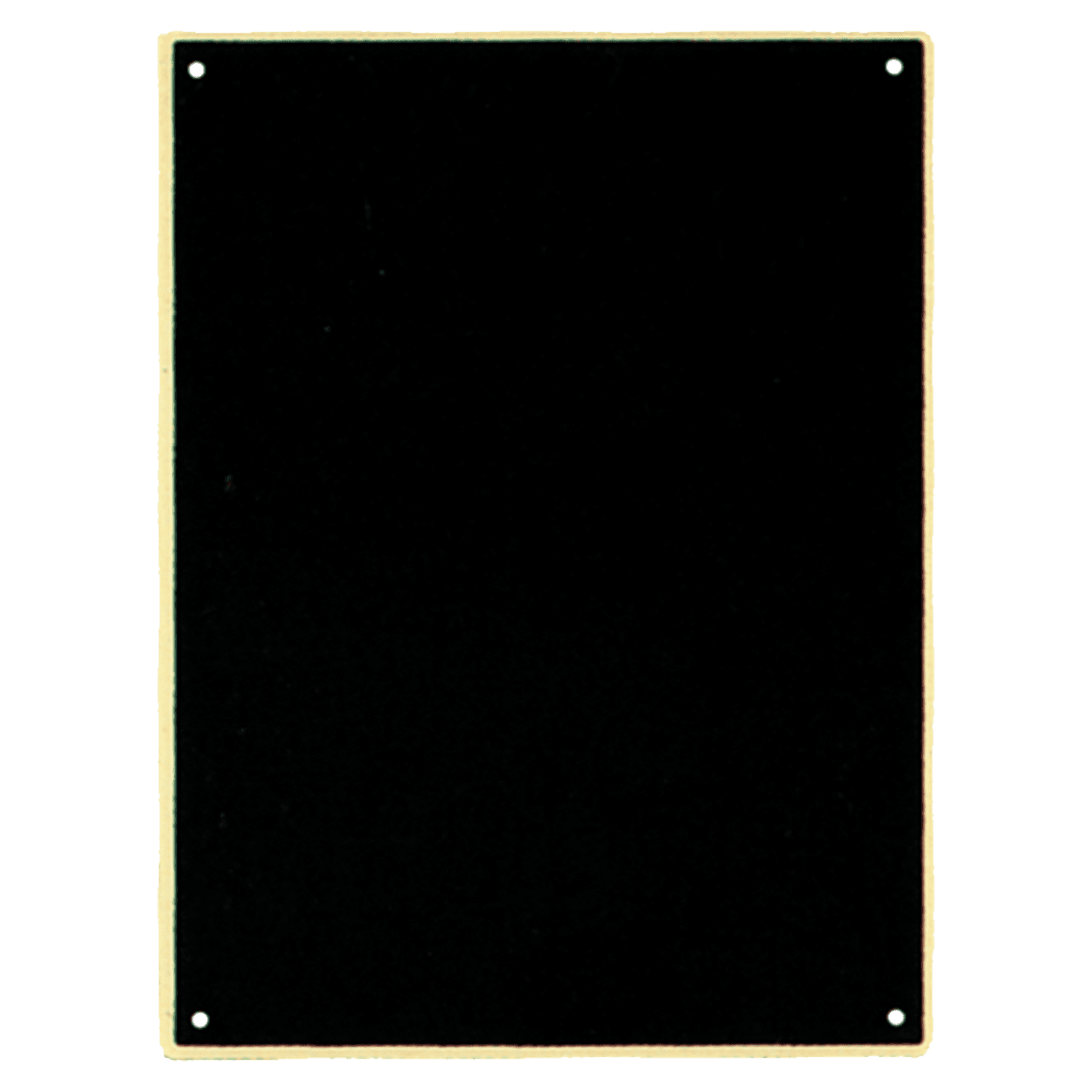 3 3/4" x 7 1/2" Black Brass Plate with Round Corners, Four Holes, and Gold Border