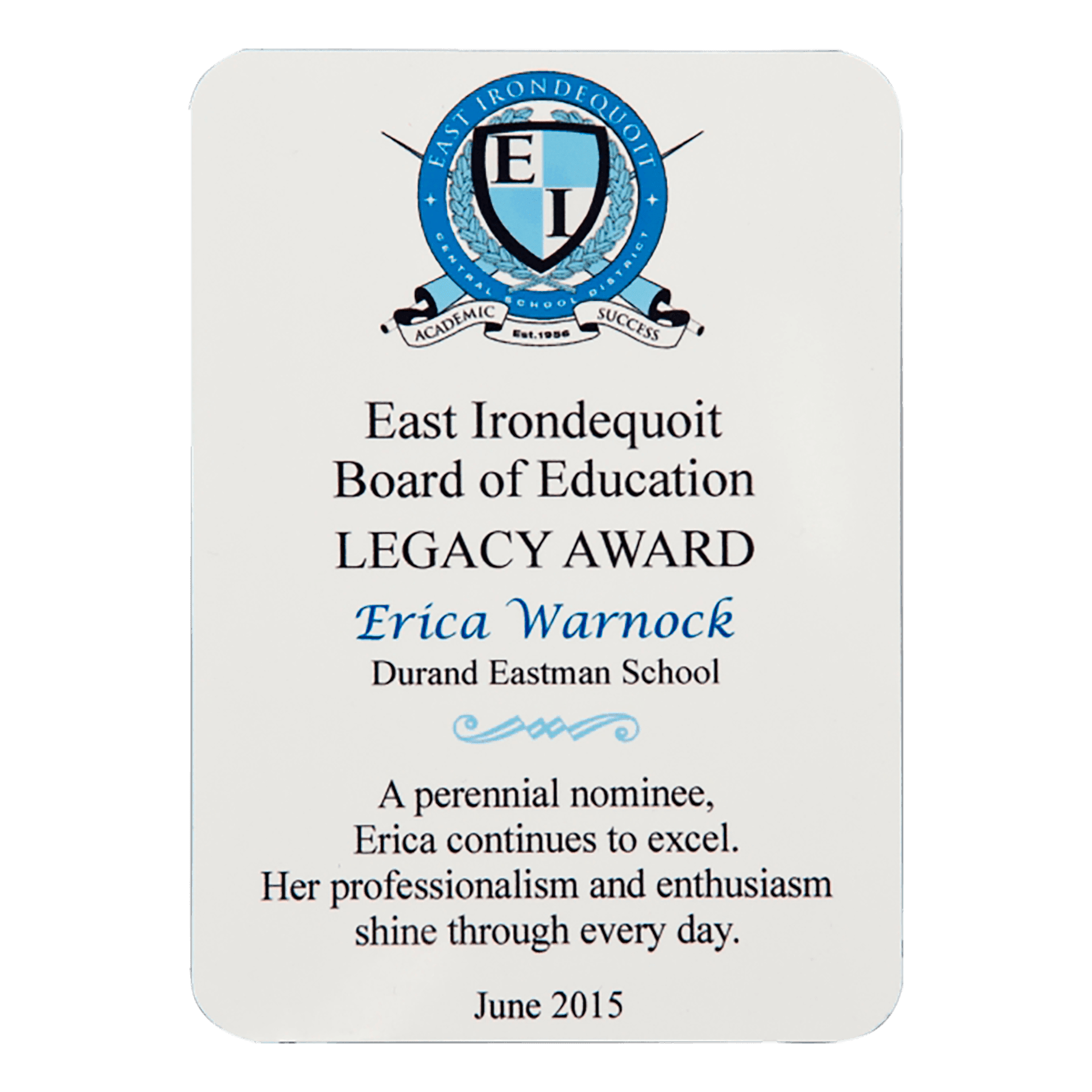 3 x 4 1/4" White Dynasub Plate, No Holes