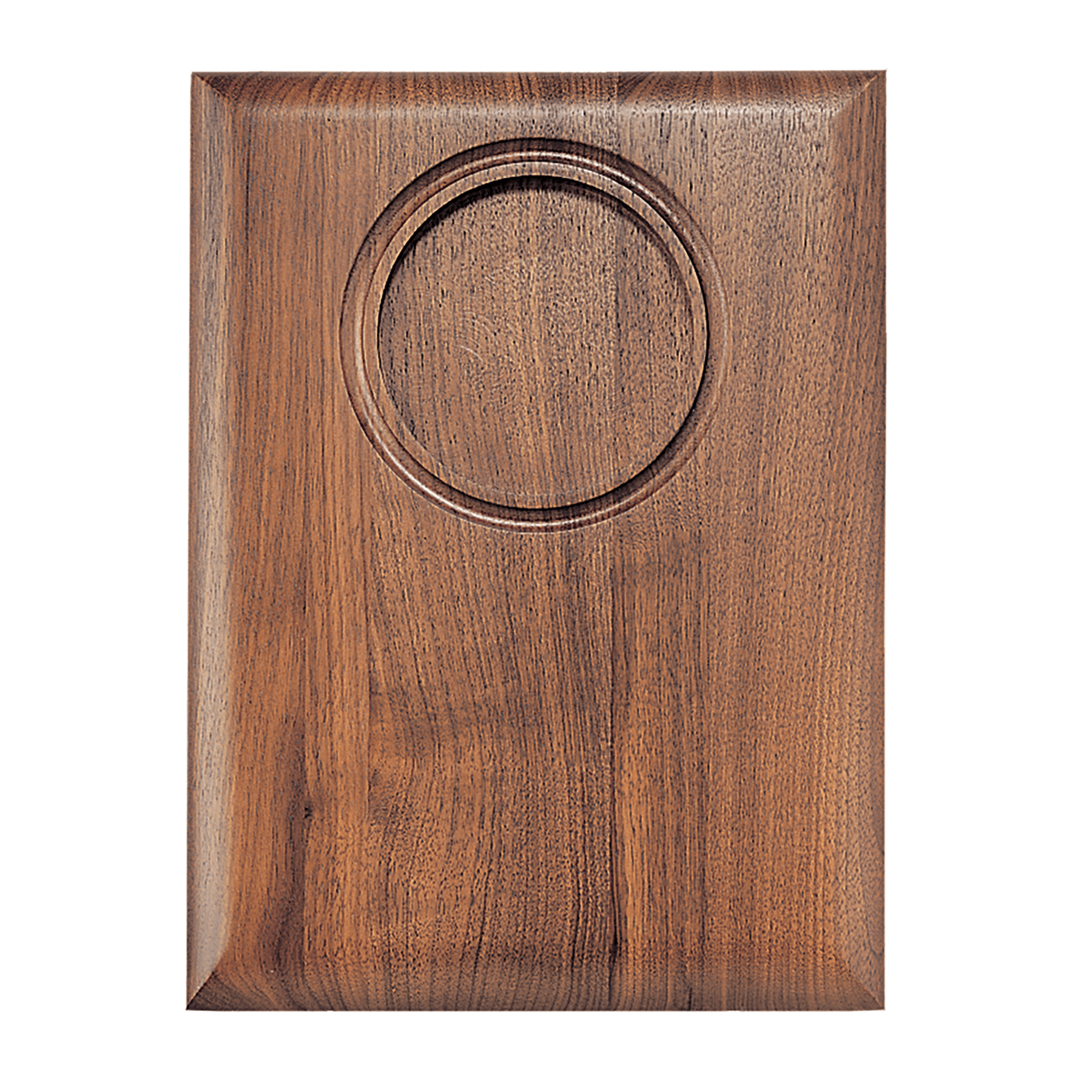 5" x 7" Walnut Piano Finish Plaque With Round Recessed Area