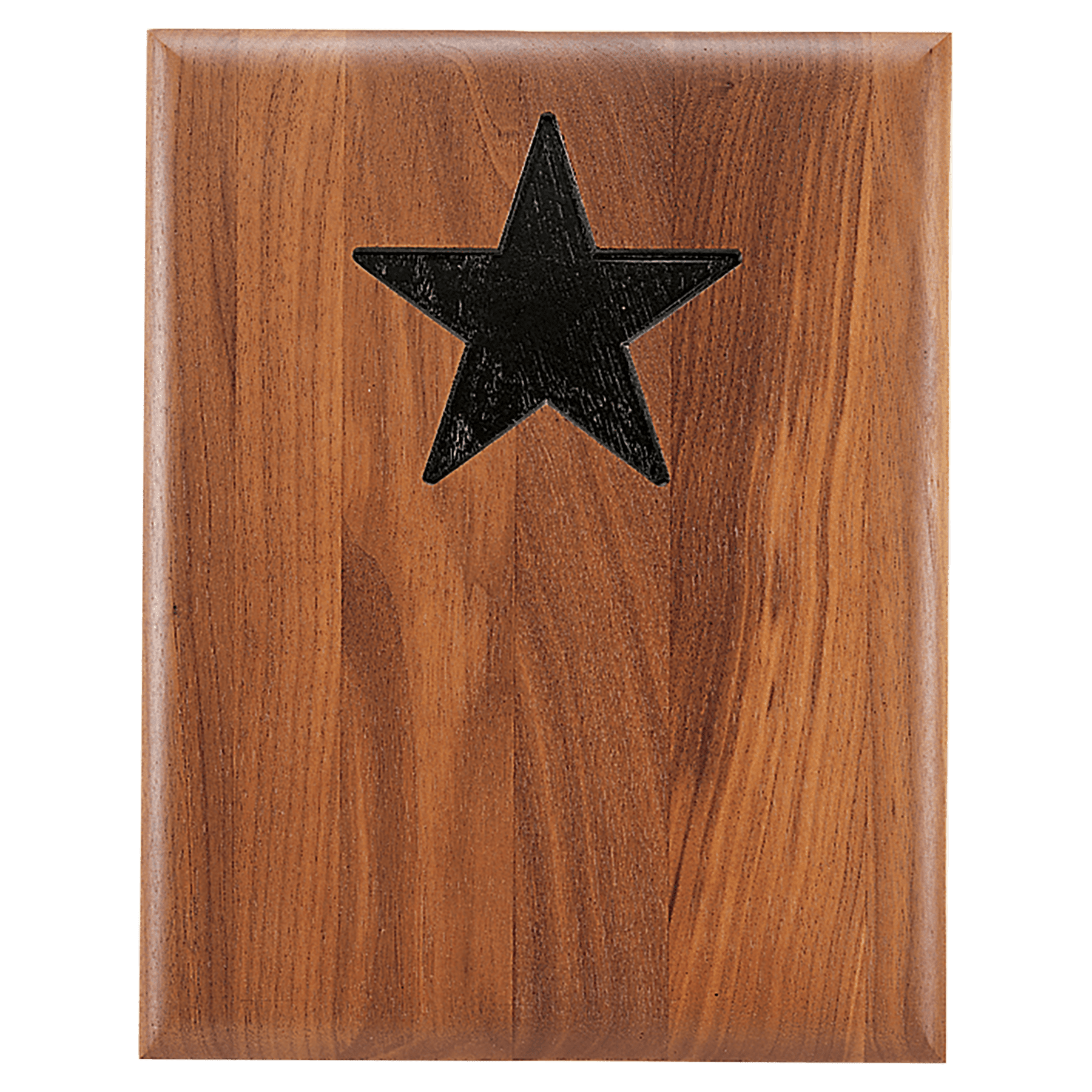 12" x 15" Walnut Piano Finish Plaque With Star Recess