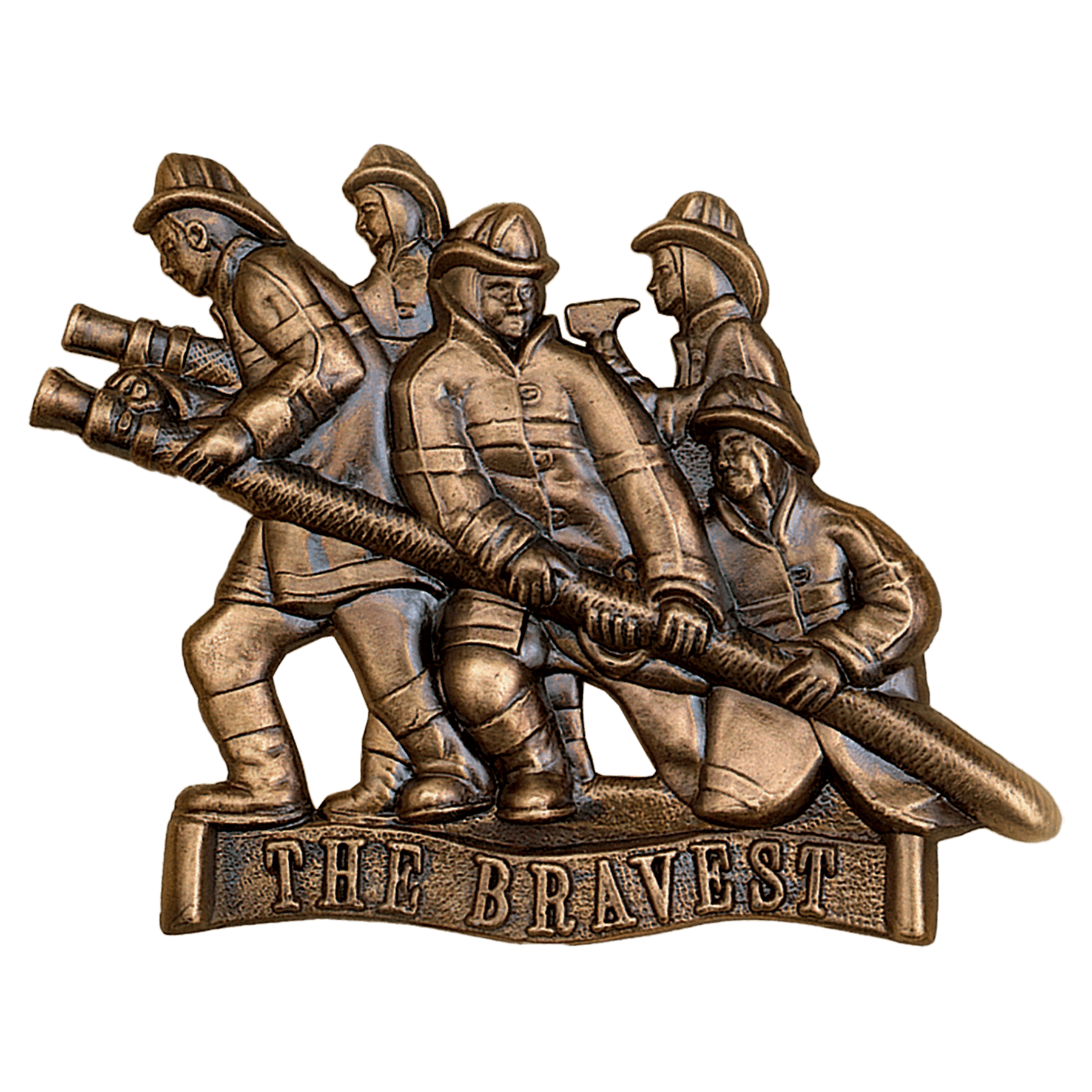 8" x 6" Antique Bronze Fireman - The Bravest-Relief Casting