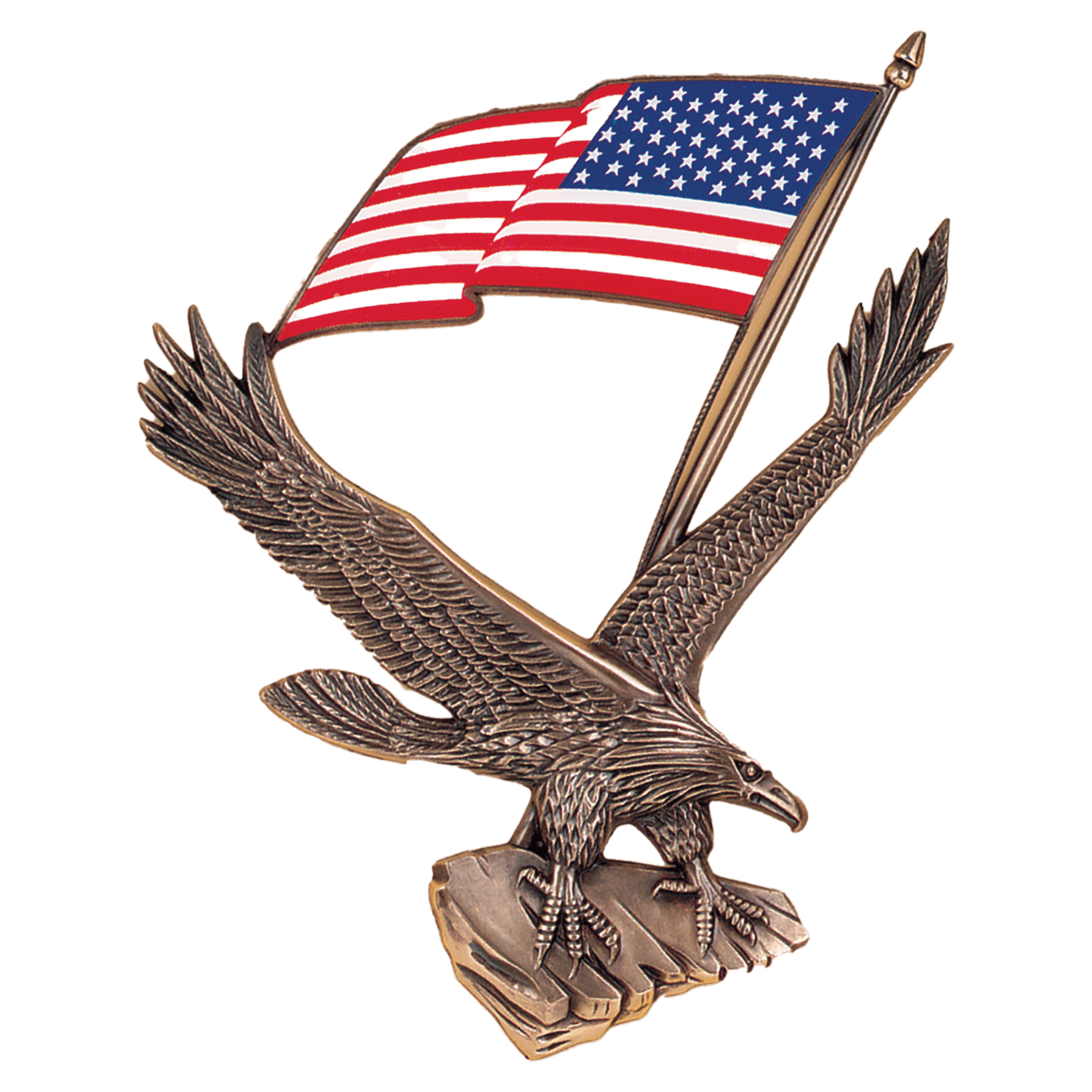 4 1/4" x 6" Antique Bronze Eagle with Flag