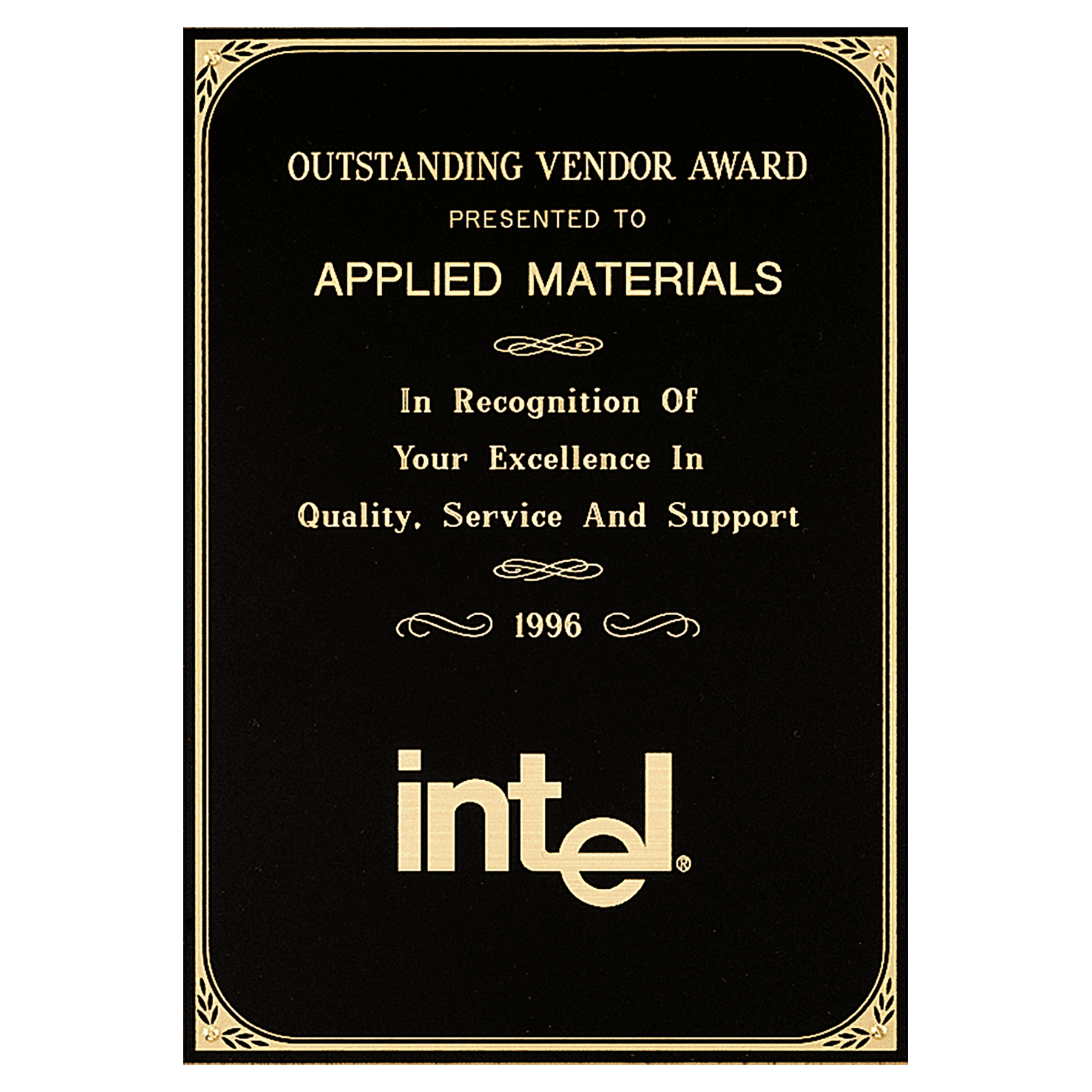 7" x 10" Black Brass Plate with Gold Border and Four Holes