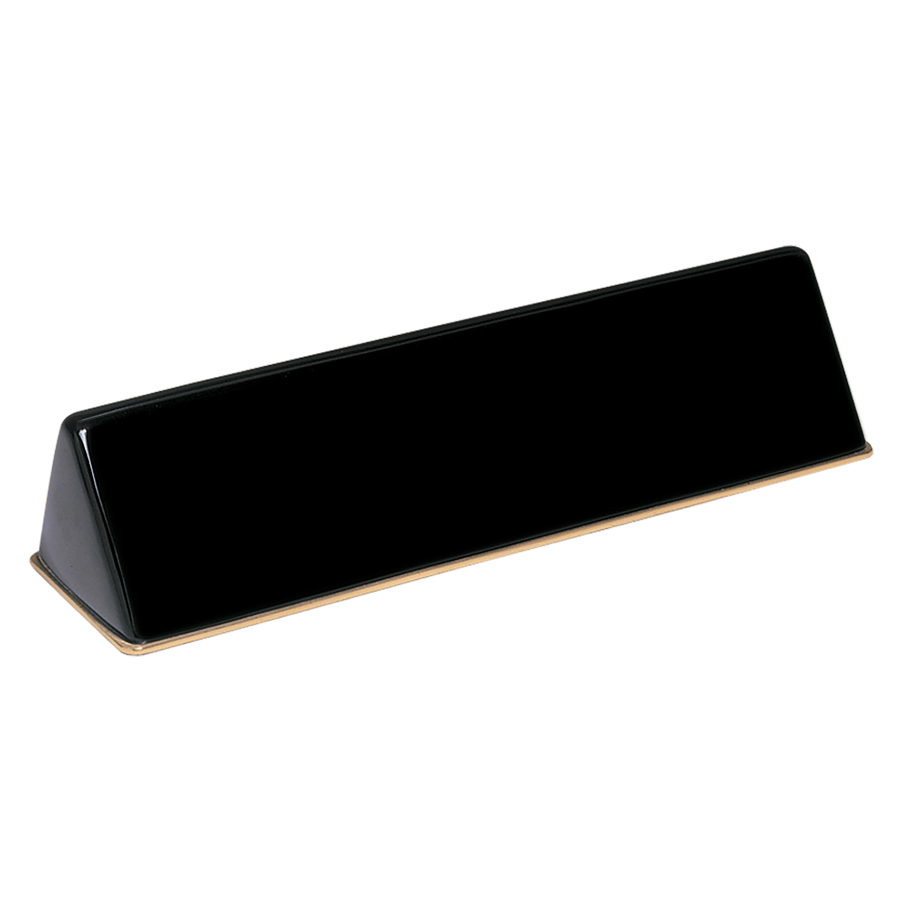 9 1/2" x 2 1/2" x 2" Black Piano Finish Desk Wedge with Black Plate