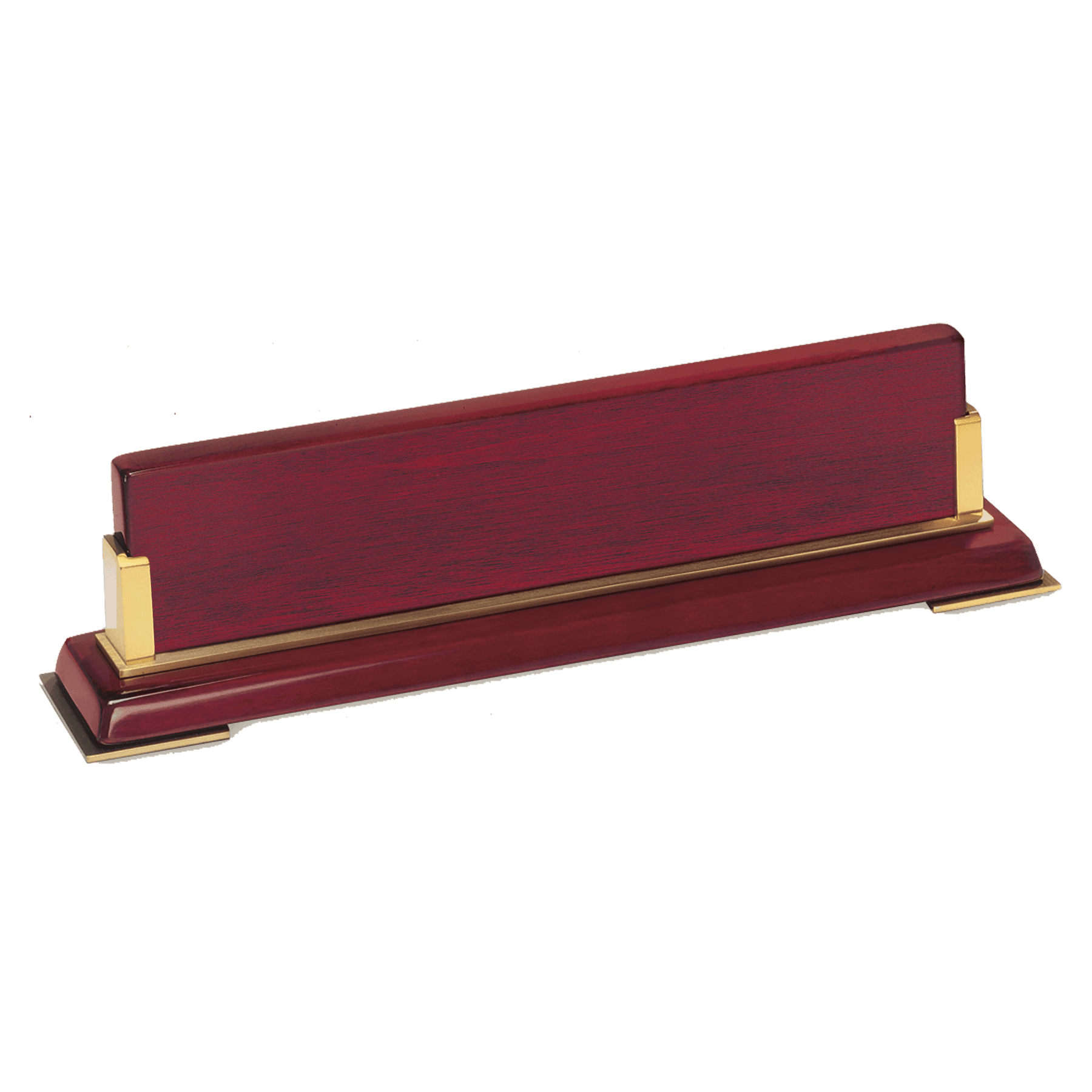 10 5/8" x 2 3/4 x 2 1/2 Rosewood Piano Finish Nameplate and Gold Metal Acceents-Plate Not Included