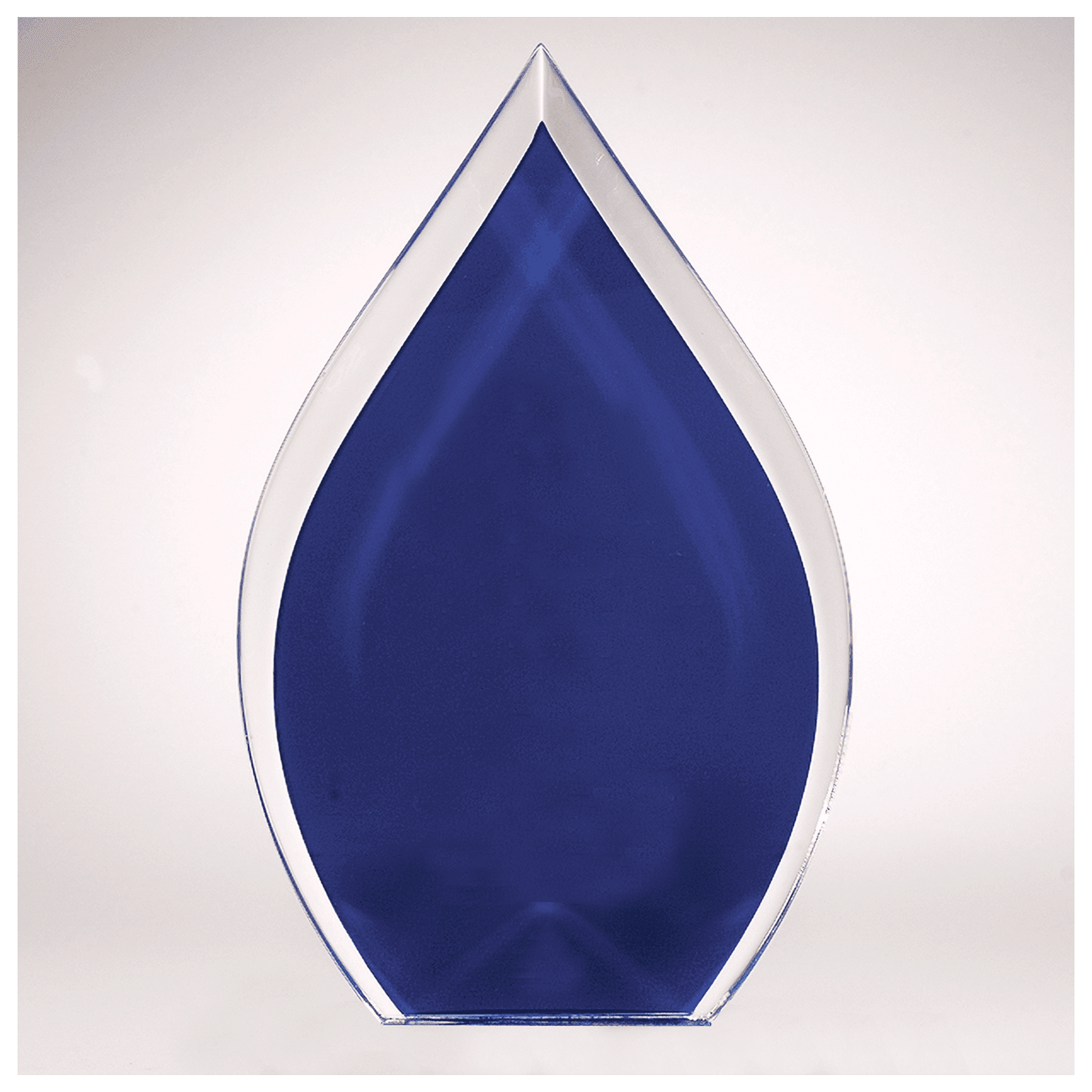 10" Flame Series Clear Acrylic with Blue Silkscreened Back-Upright Only