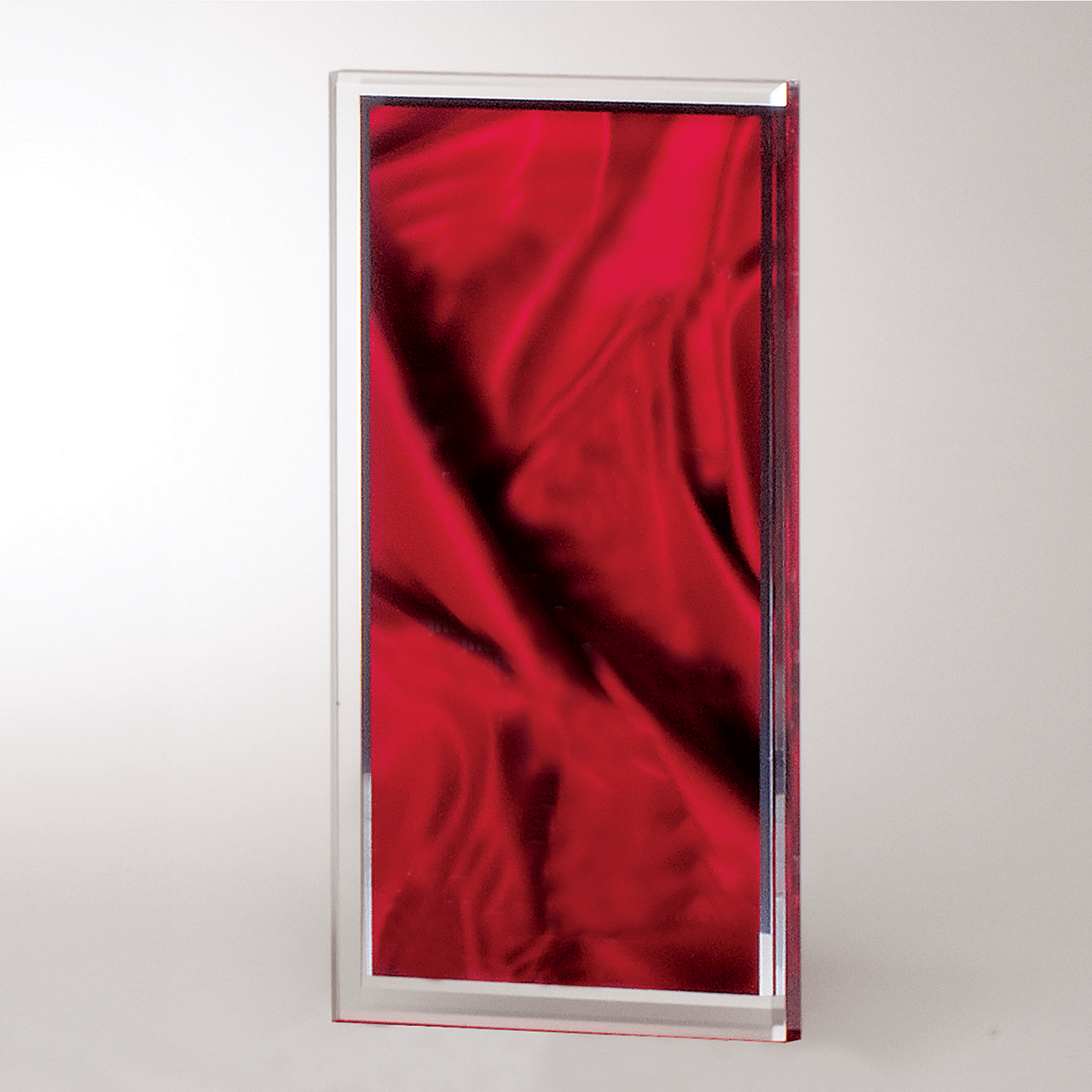 5 x 7 1/2" Deep Red Draped Satin Patterned Acrylic-Upright Only