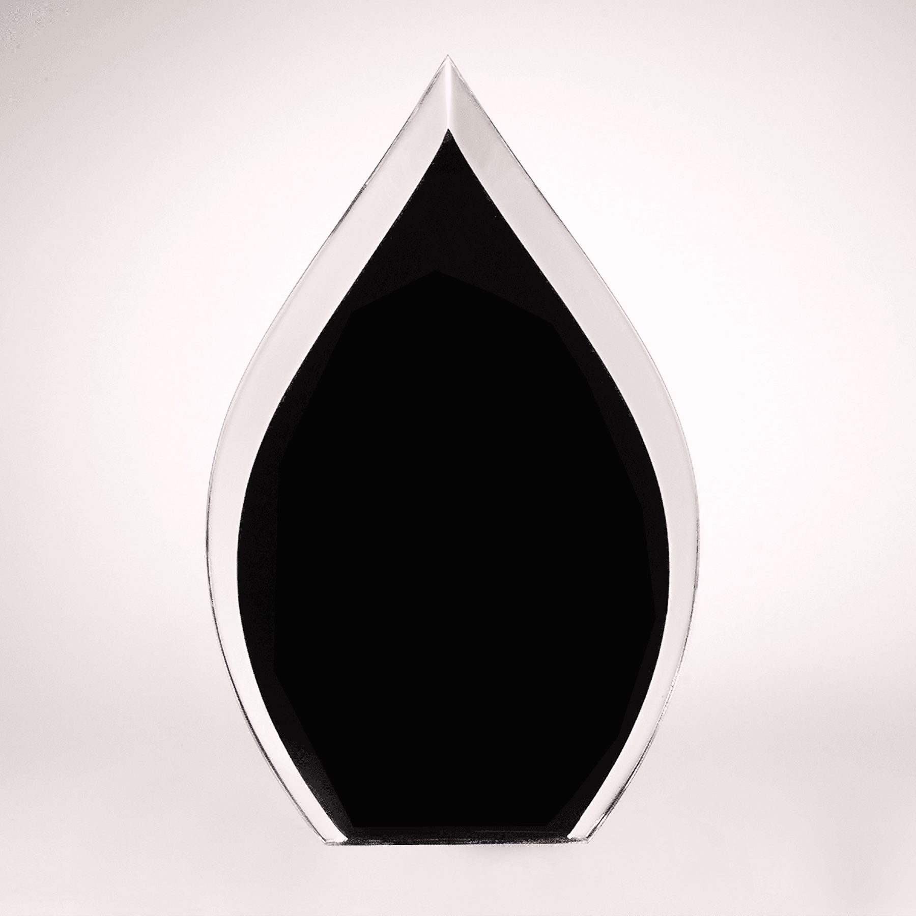 7 3/4" Flame Series Clear Acrylic with Black Silkscreened Back-Upright Only