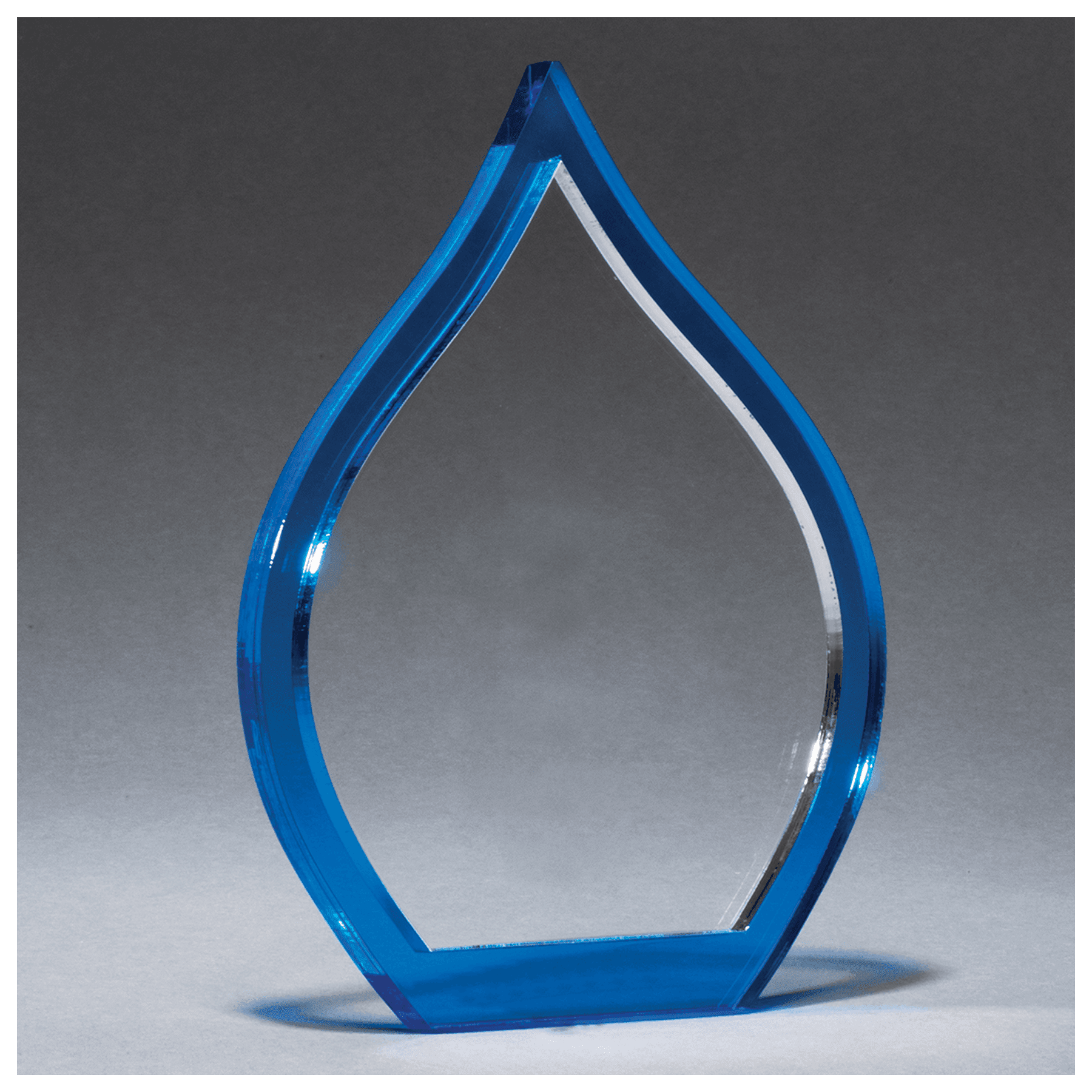 7 1/4" Blue Flame Acrylic with Clear Pop-Out Center and Silver Metal Post