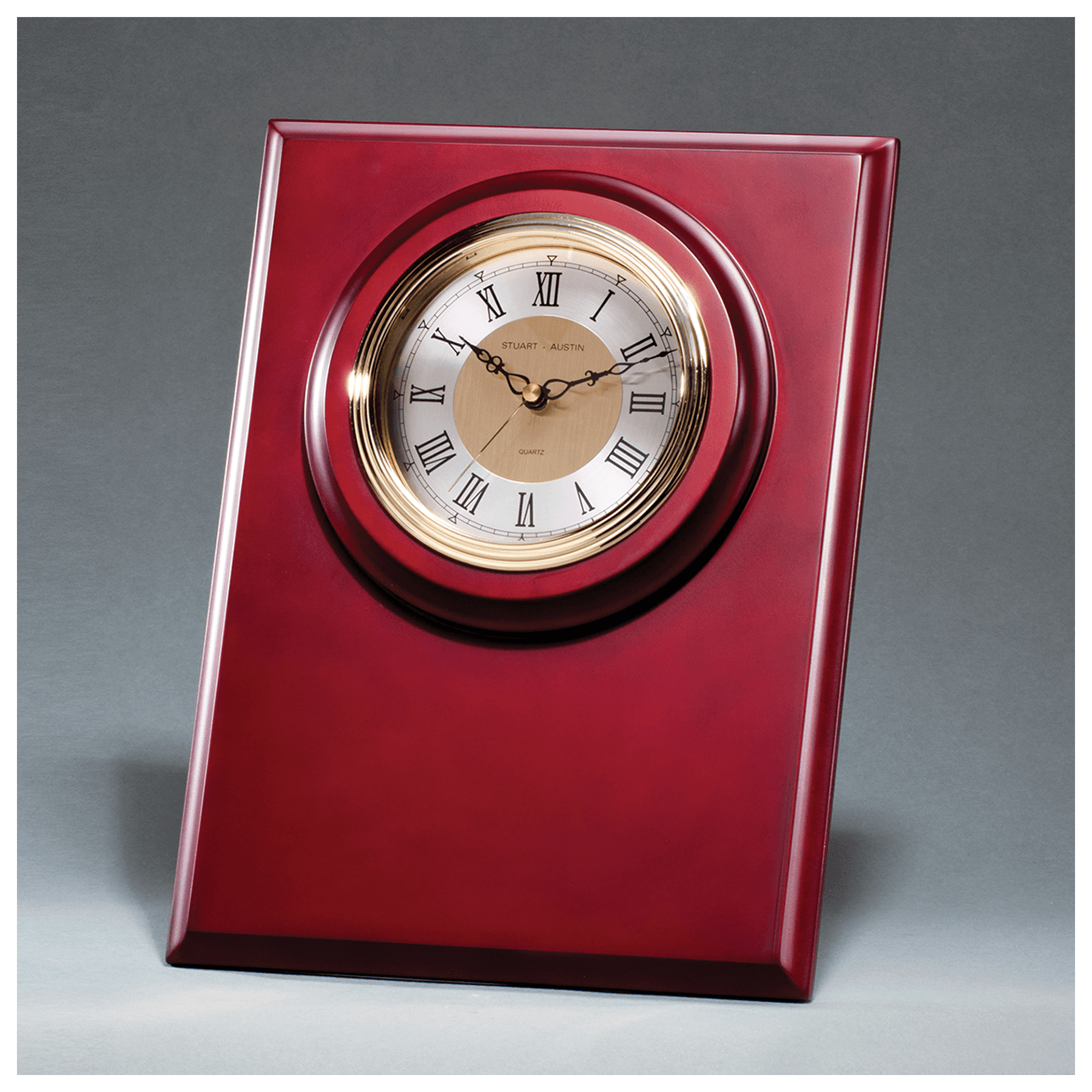9" x 12" Cherry Finish Clock with 3 Hand Movement, Shelf Stand or Wall Mount-Plate Not Included