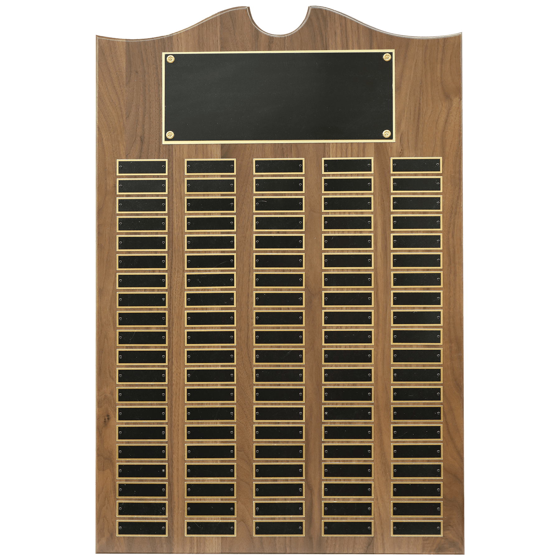 20" x 30" American Walnut Roster Plaque w/ 100 Plates