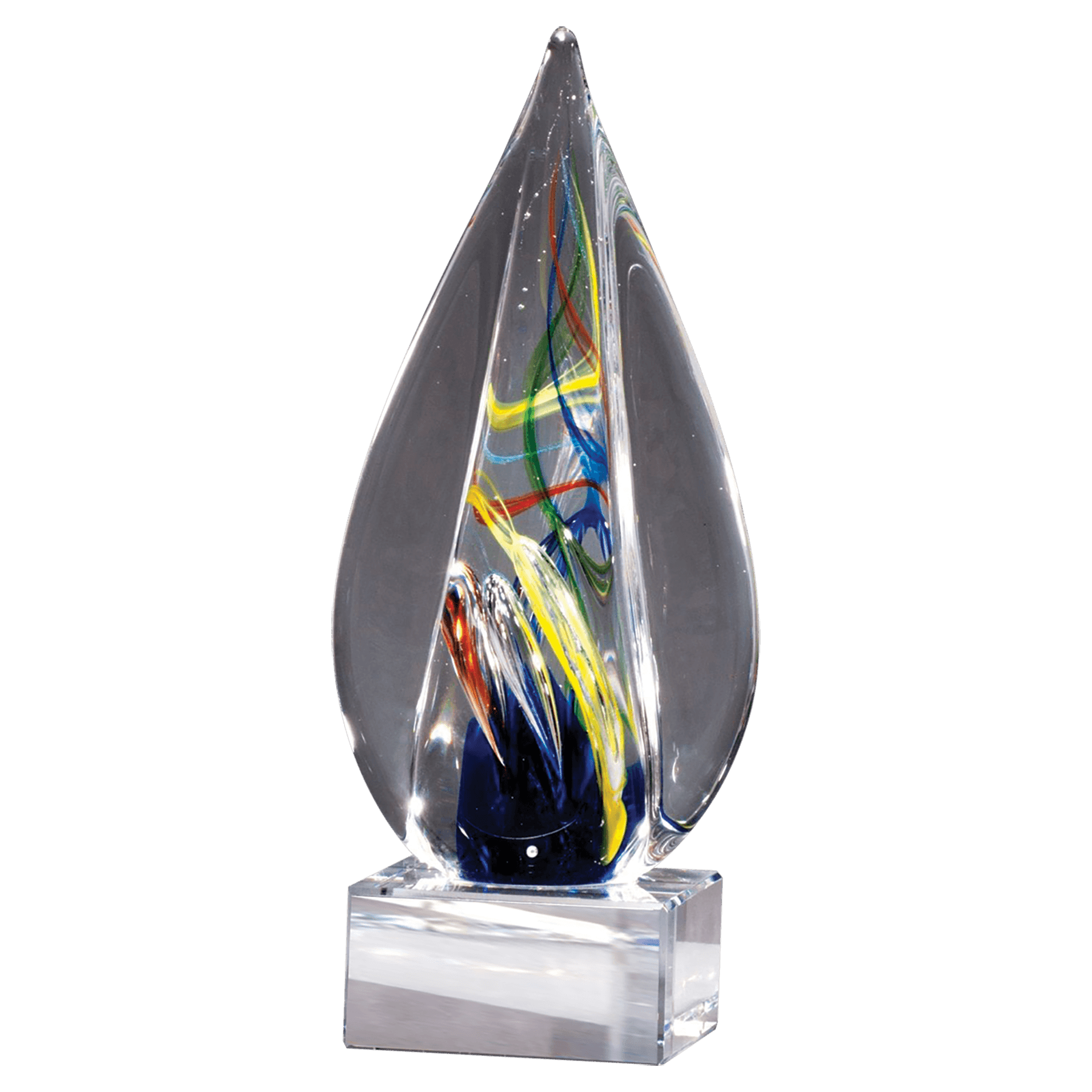 7 1/8" Flame Art Glass on Clear Glass Base-No Plate