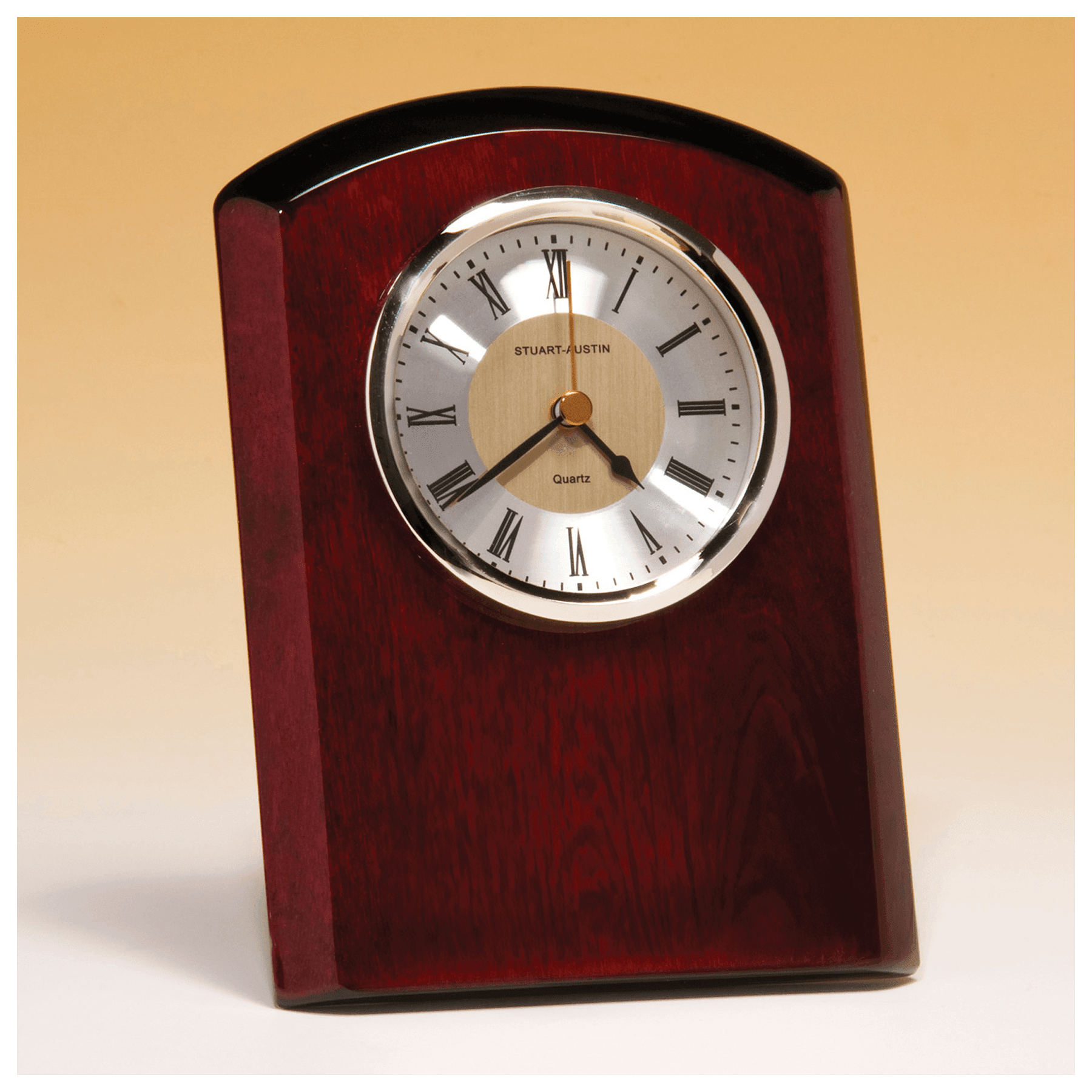 5" x 7" Rosewood Piano Finish Clock, Diamond Spun Dial,Three Hand Movement-Plate Not Included