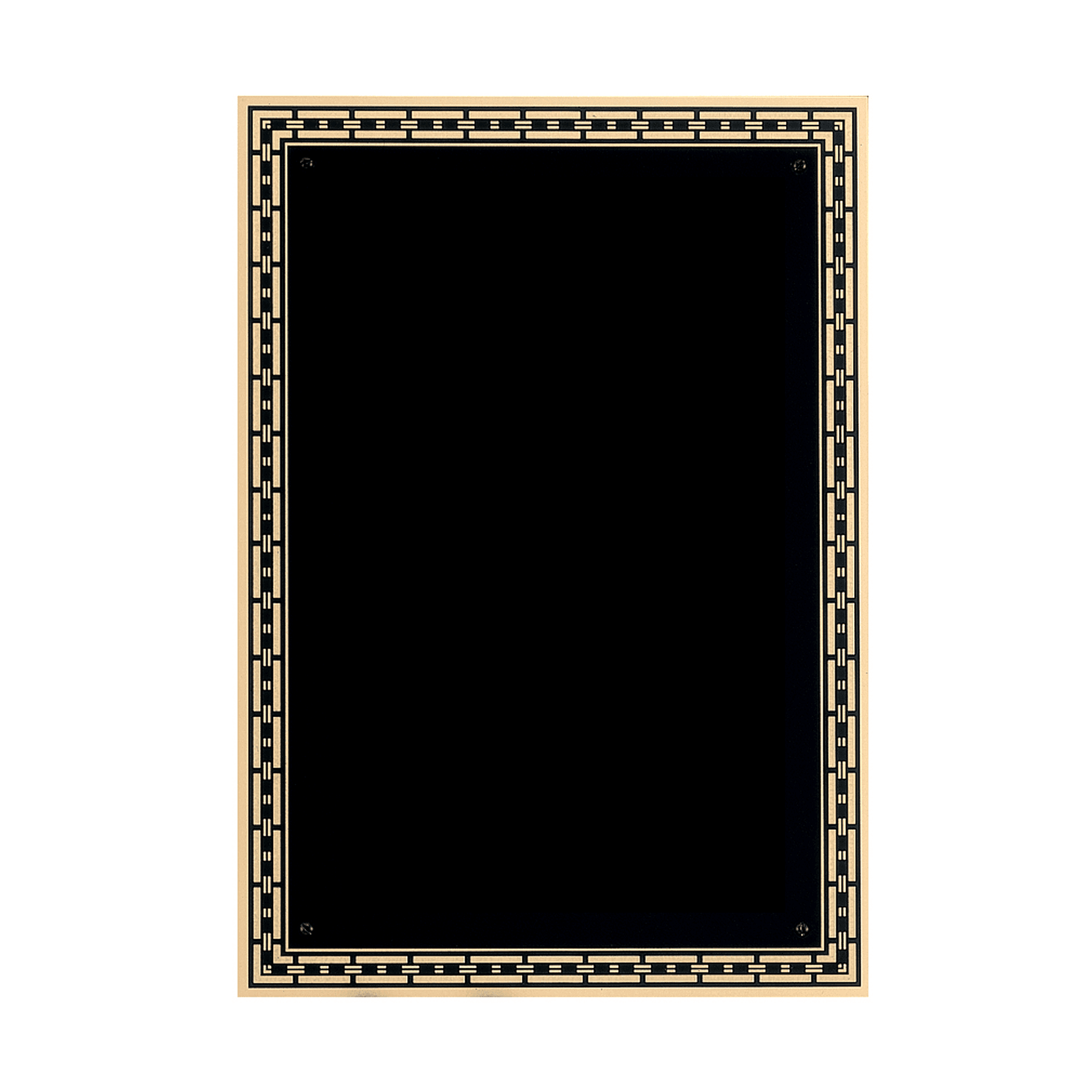 7" x 10" Black Brass Plated Steel Plate with Gold Link Design Florentine Border and Four Holes