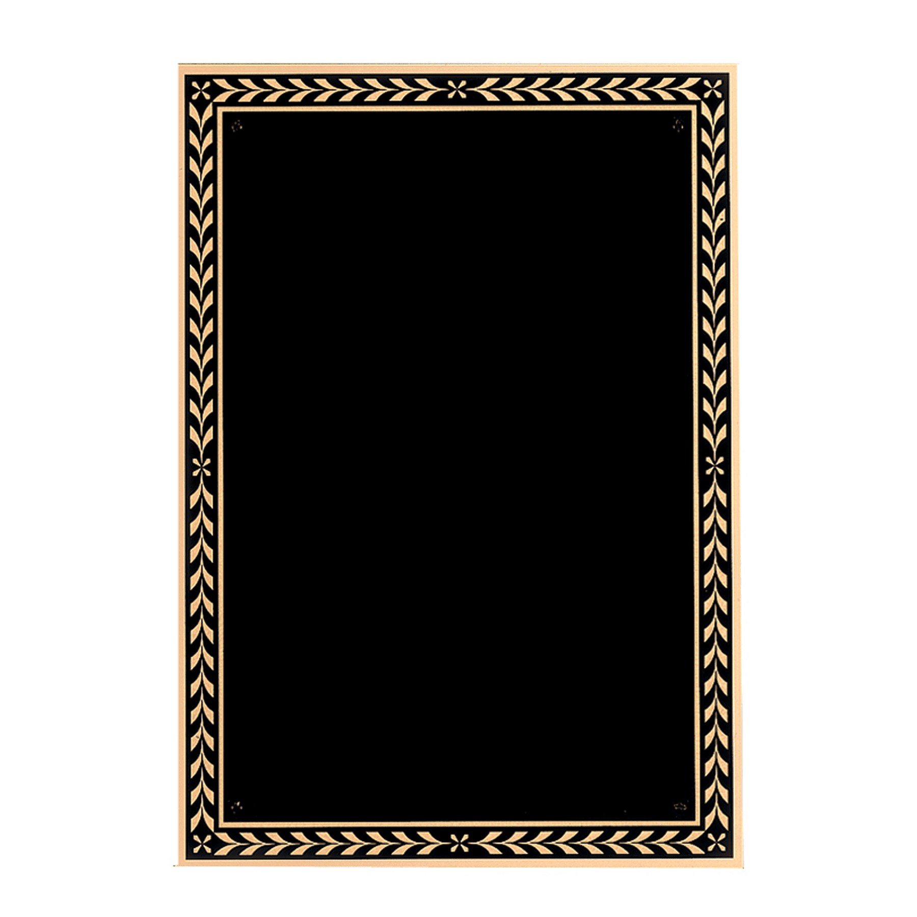 7" x 10" Black Brass Plated Steel Plate with 4 Holes and Gold Leaf Design Florentine Border
