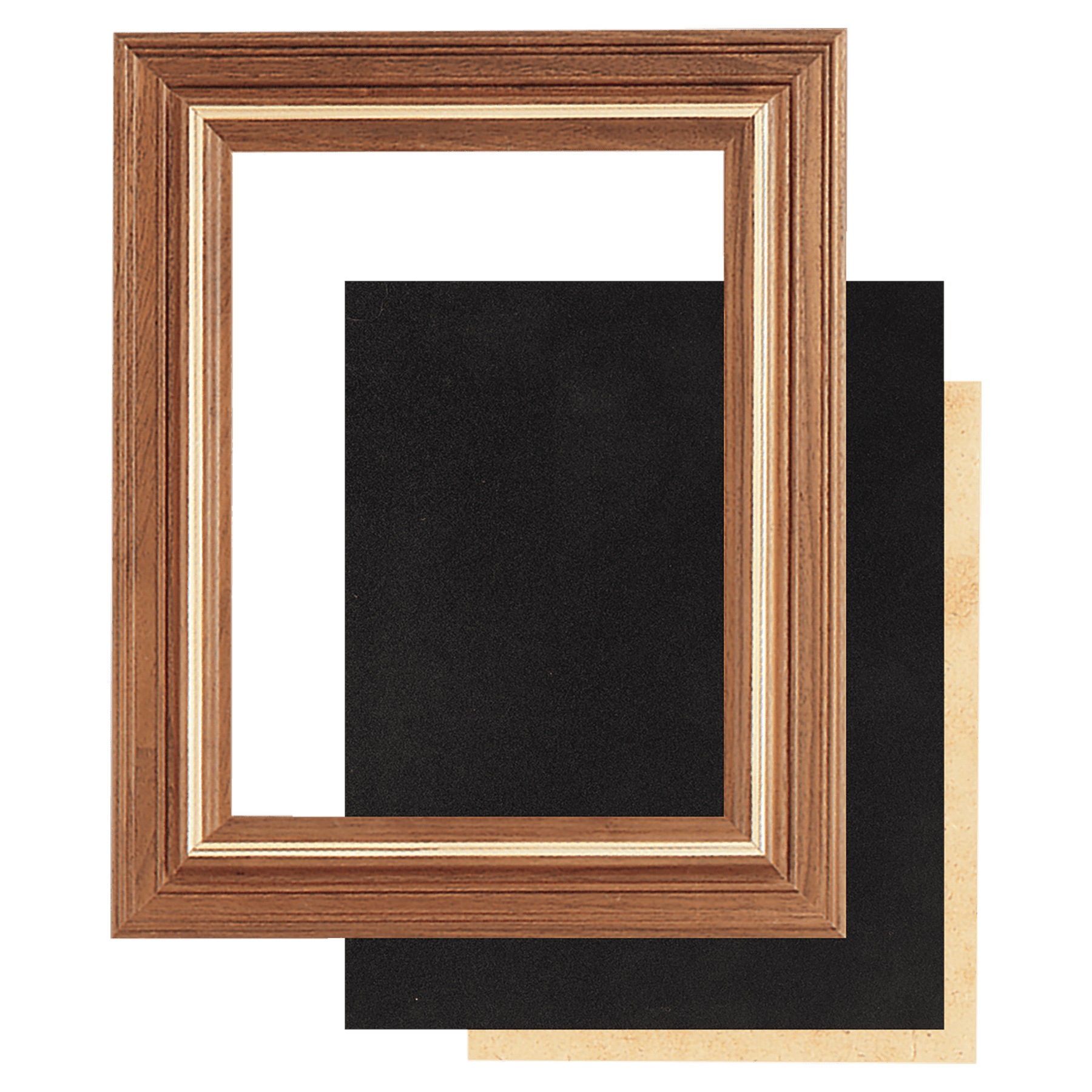 15" x 18" American Walnut Airflyte Frame Kit with Gold Trim and Black Velour Backing