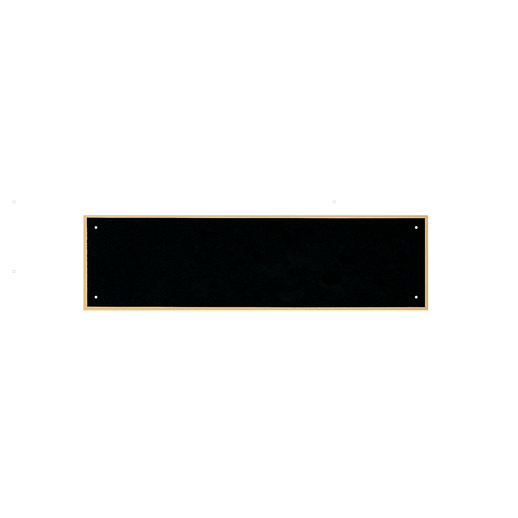 3" x 10 3/4" Black Laserable Brass Plate with Thin Gold Border and 4 Holes