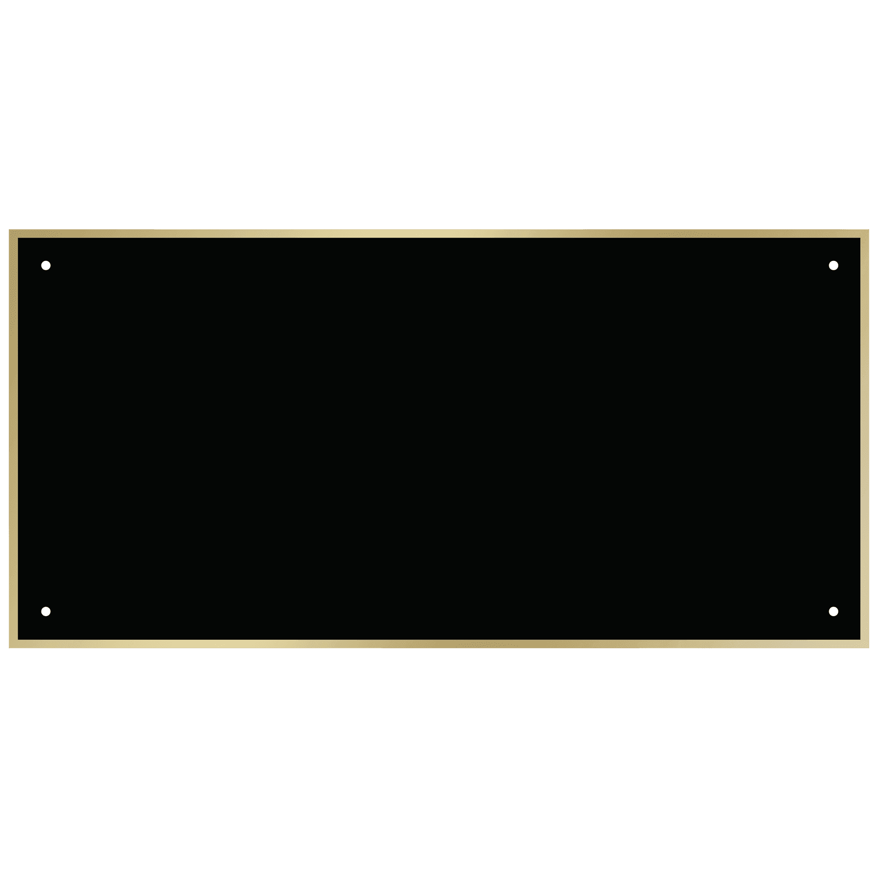4 3/4" x 9 3/4" Black Laserable Brass Plate with Thin Gold Border and 4 Holes