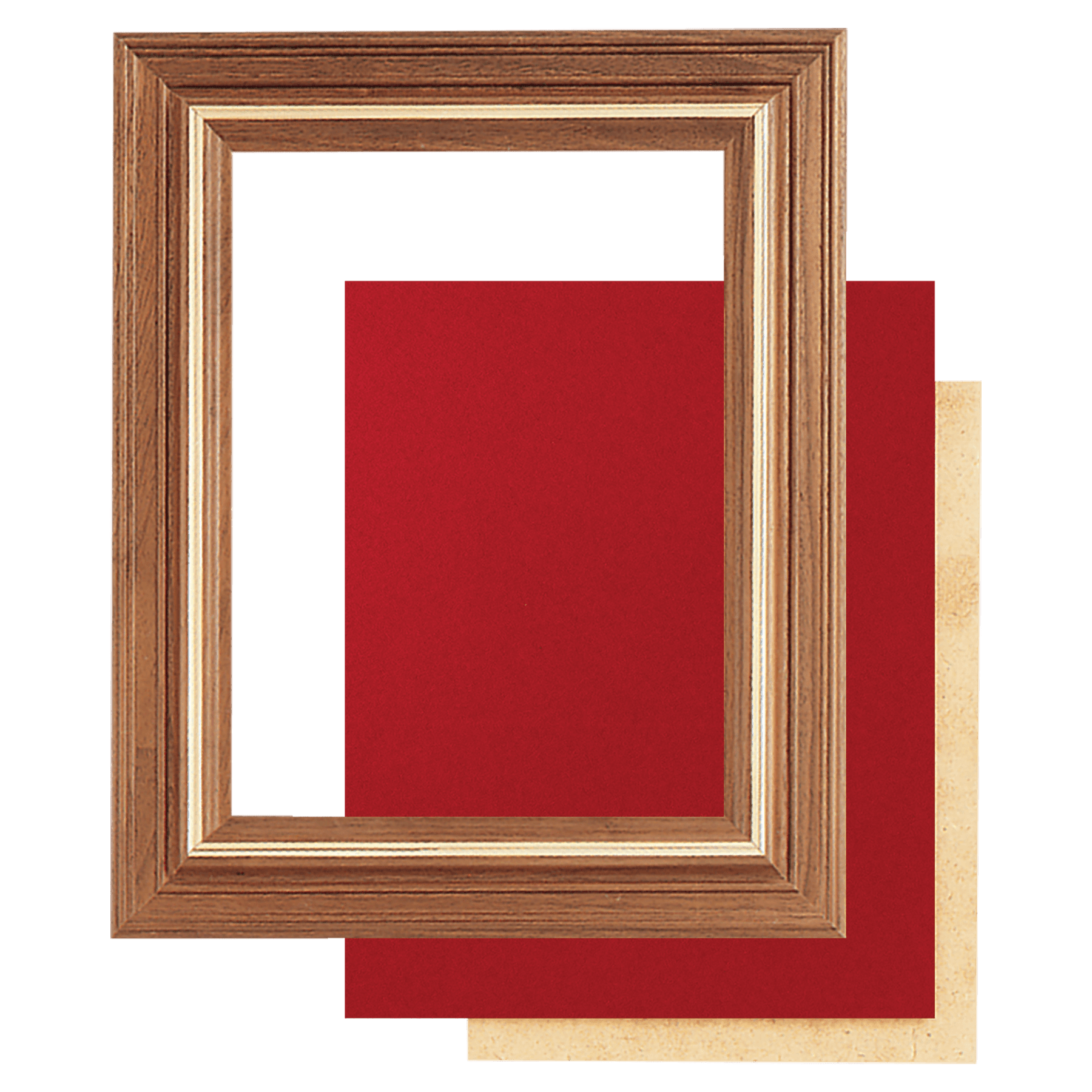 13" x 16" American Walnut Airflyte Frame with Gold Trim and Red Velour Backing