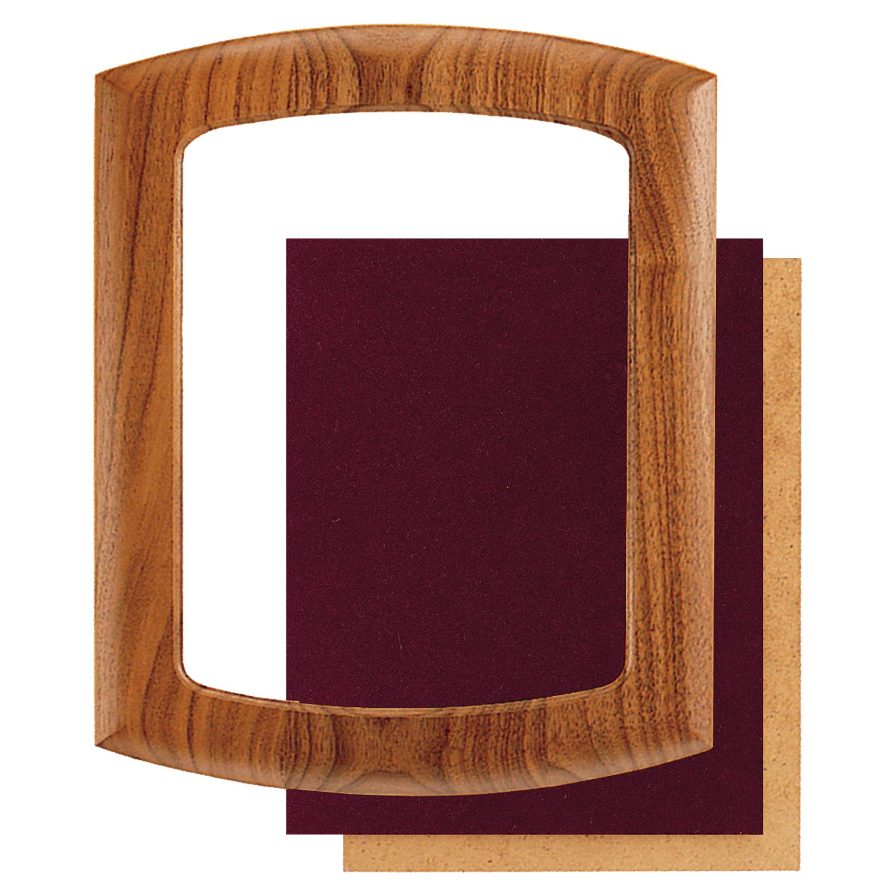 14" x 17" American Walnut Frame with Arched Top and Bottom and Maroon Velour Backing