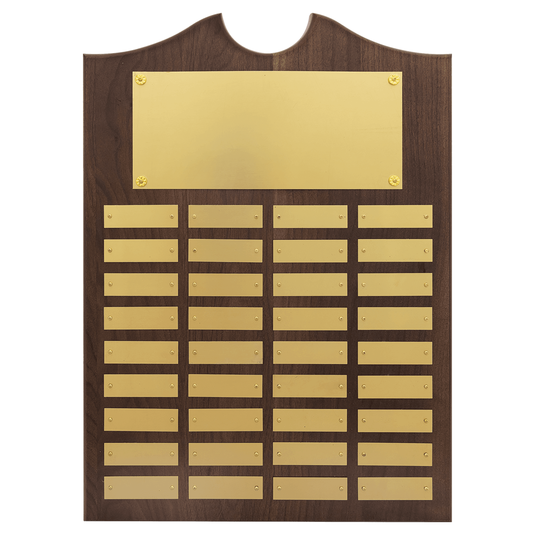 14" x 20"/Plates 7/8" x 2 3/4" American Walnut 36 Plate Perpetual Plaque with Brushed Brass Plates