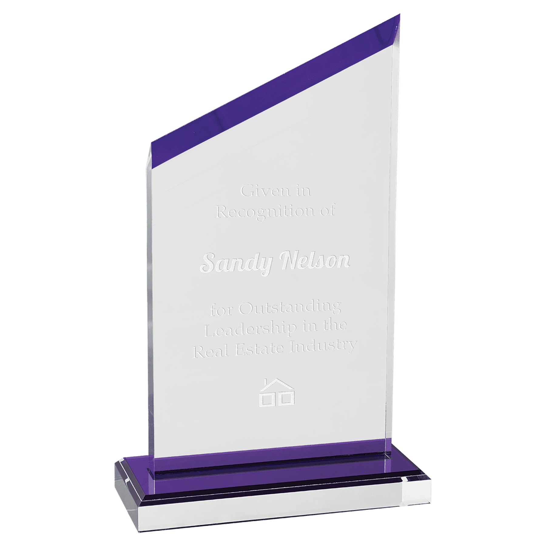 4 1/2" x 7 1/2" Zenith Series Acrylic with Purple Accents, Black Base with Purple Mirror Top