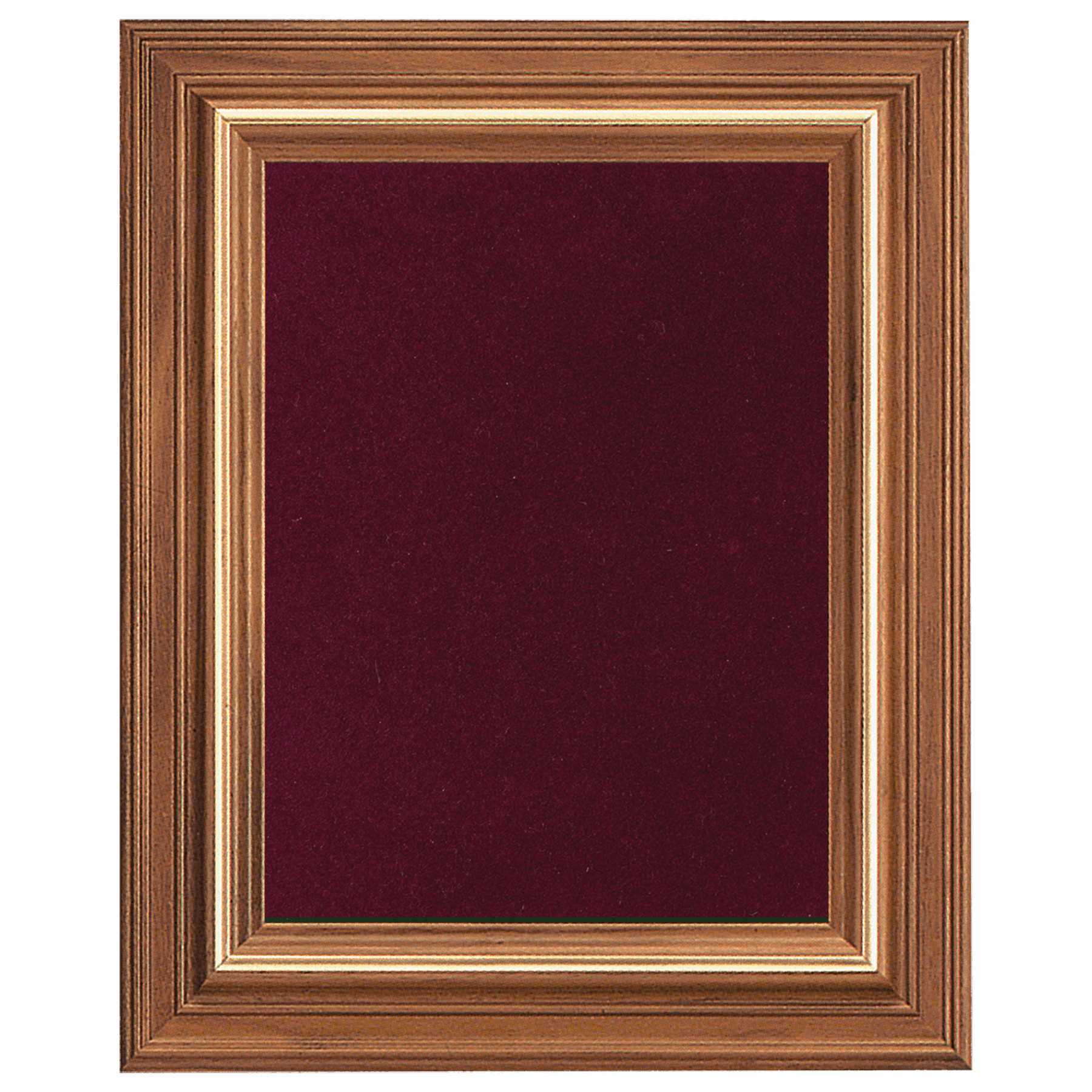 18" x 25" American Walnut Airflyte Frame with Gold Trim and Maroon Velour Backing (Assembled)