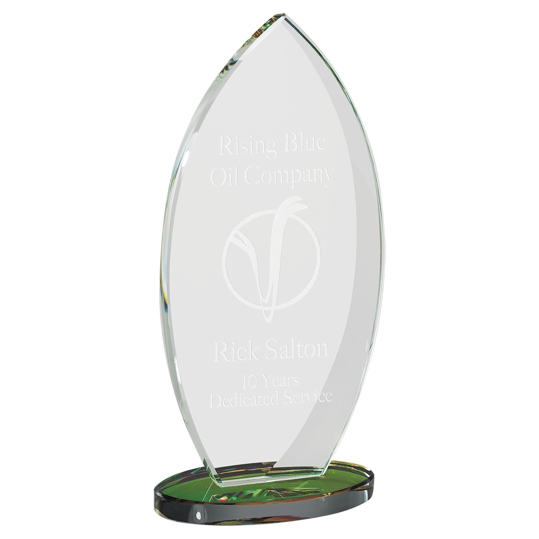 8 7/8" Flame Series Clear Glass Award with Prism-Effect Base