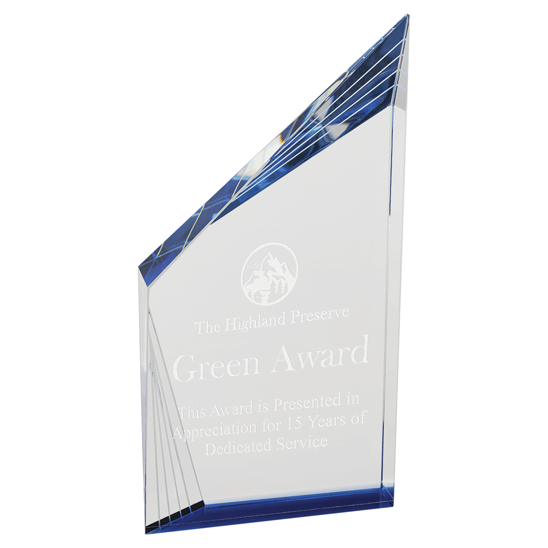 9" Crystal Beveled Peak with Blue Bottom