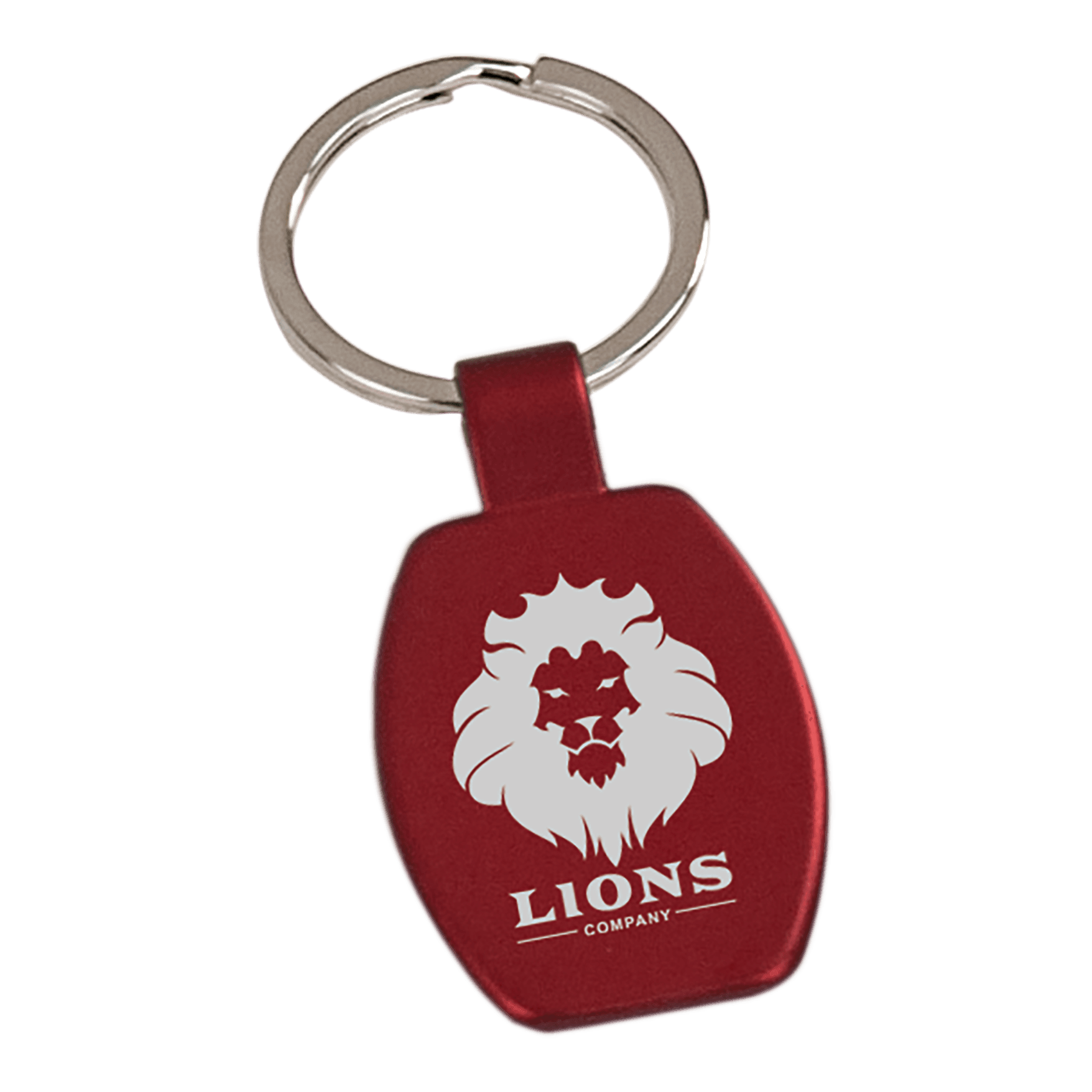 1 5/8" Red Laserable Rectangle Keychain