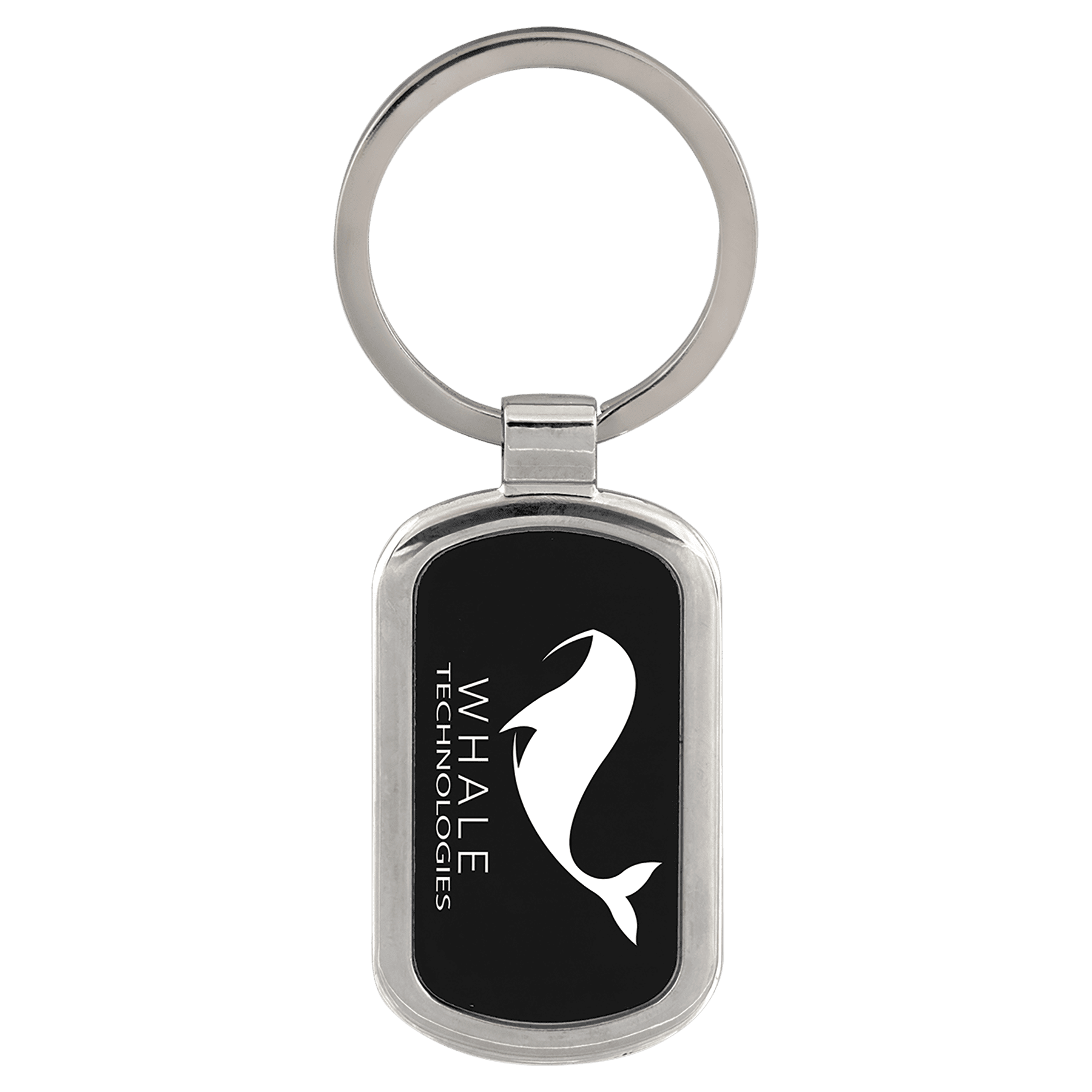 1 1/8" x 1 7/8" Black Laserable Rectangle Keychain