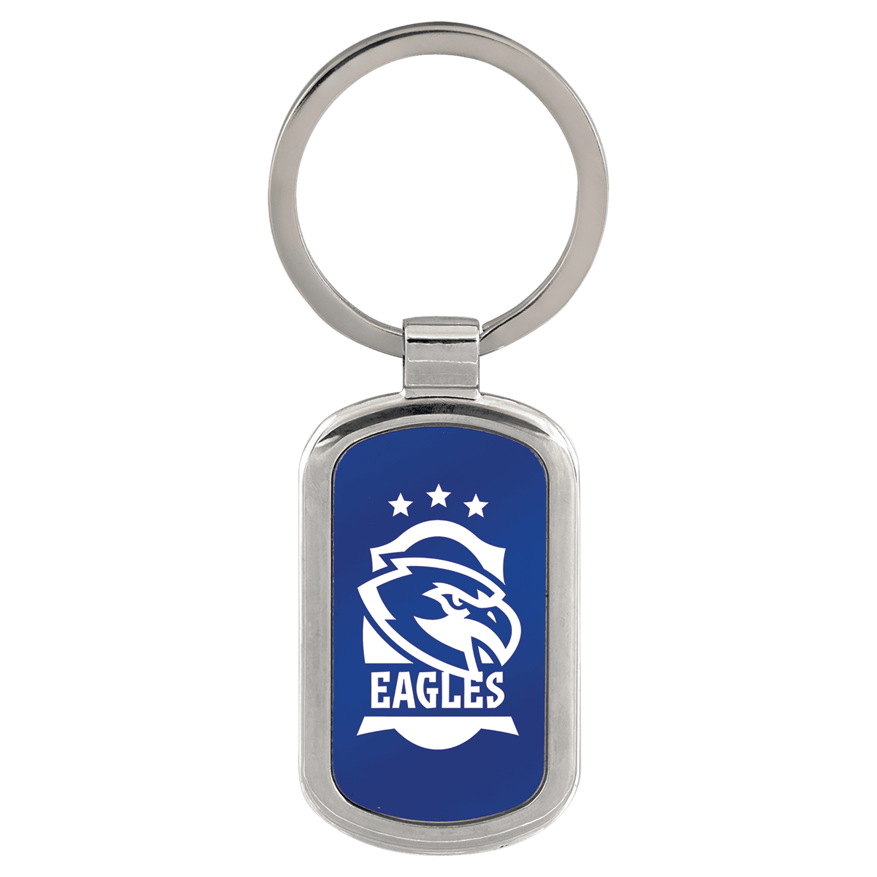 1 1/8" x 1 7/8" Blue Laserable Rectangle Keychain