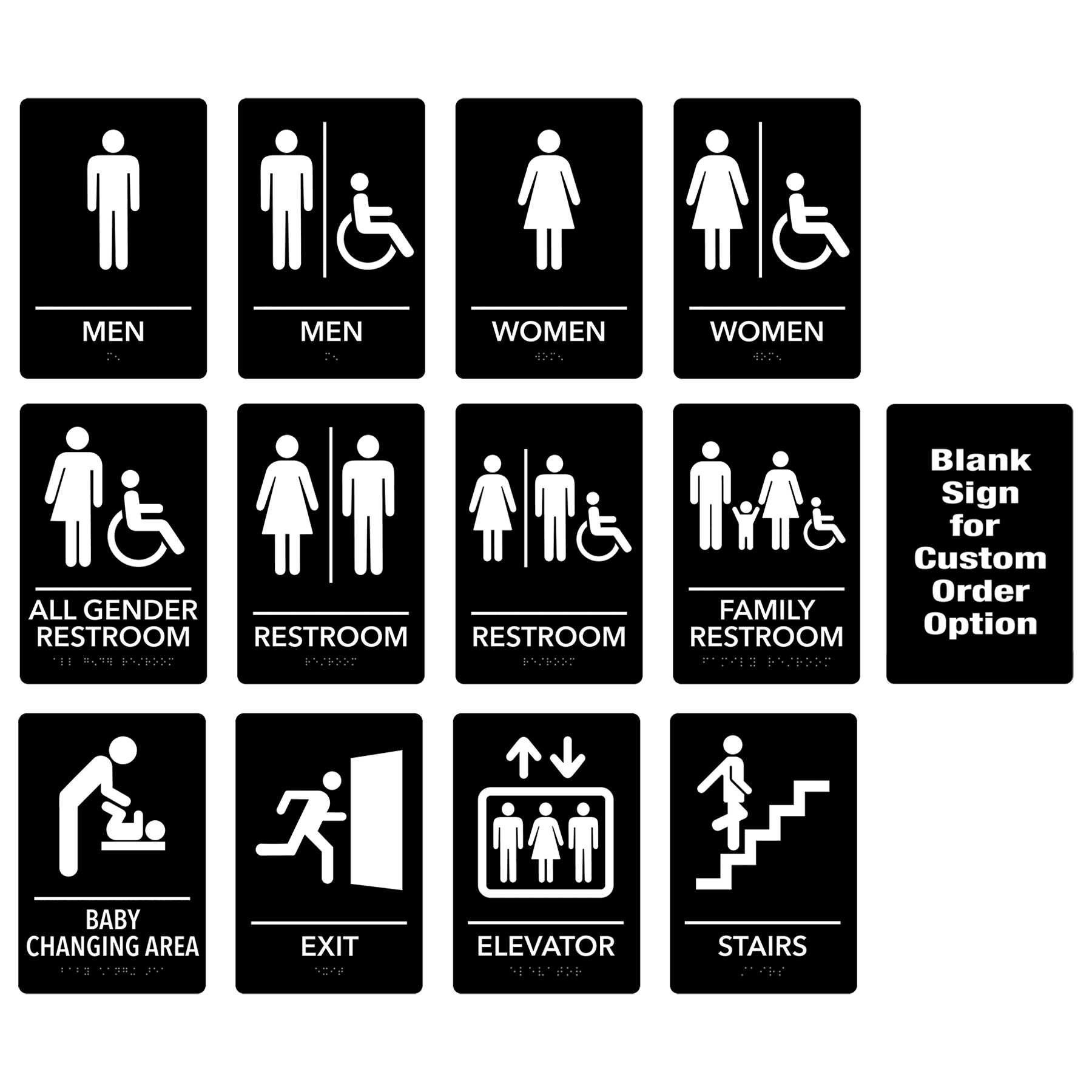 Kota Pro Black/White ADA Sign Sample Set