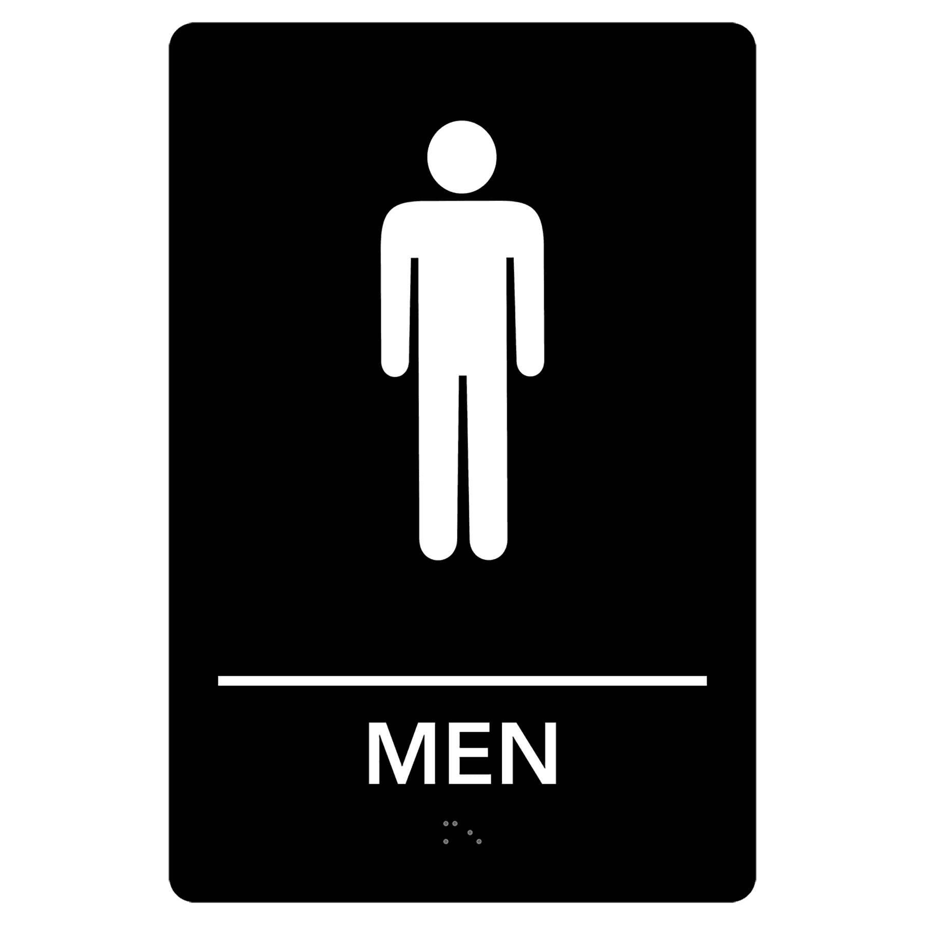 Men Restroom Pre-Designed ADA Sign, Black/White, 6" x 9"