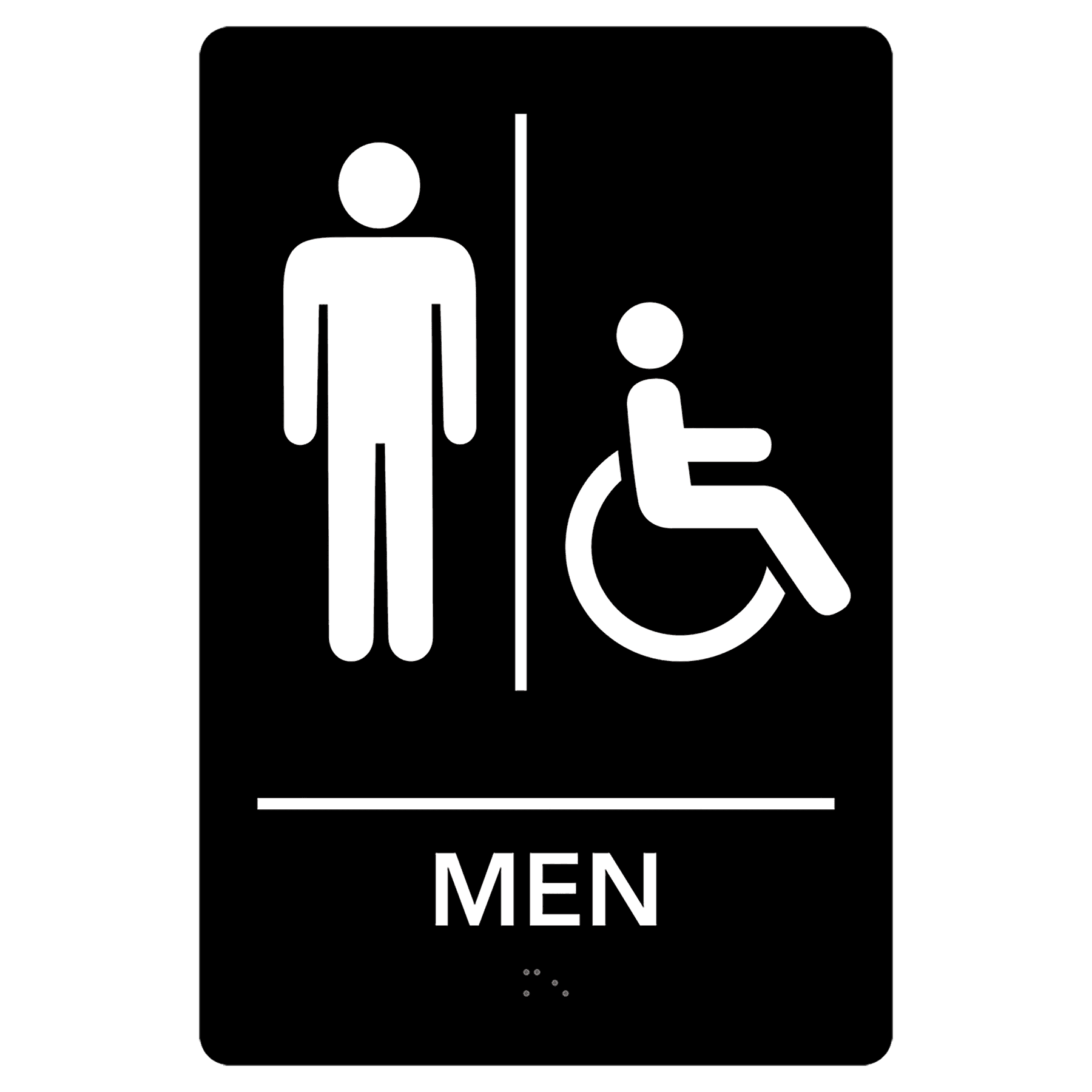 Men Accessible Restroom Pre-Designed ADA Sign, Black/ White, 6" x 9"