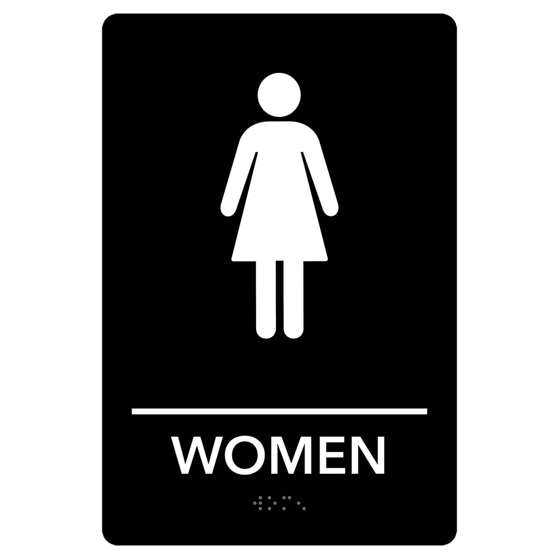 Women Restroom Pre-Designed ADA Sign, Black/White, 6" x 9"