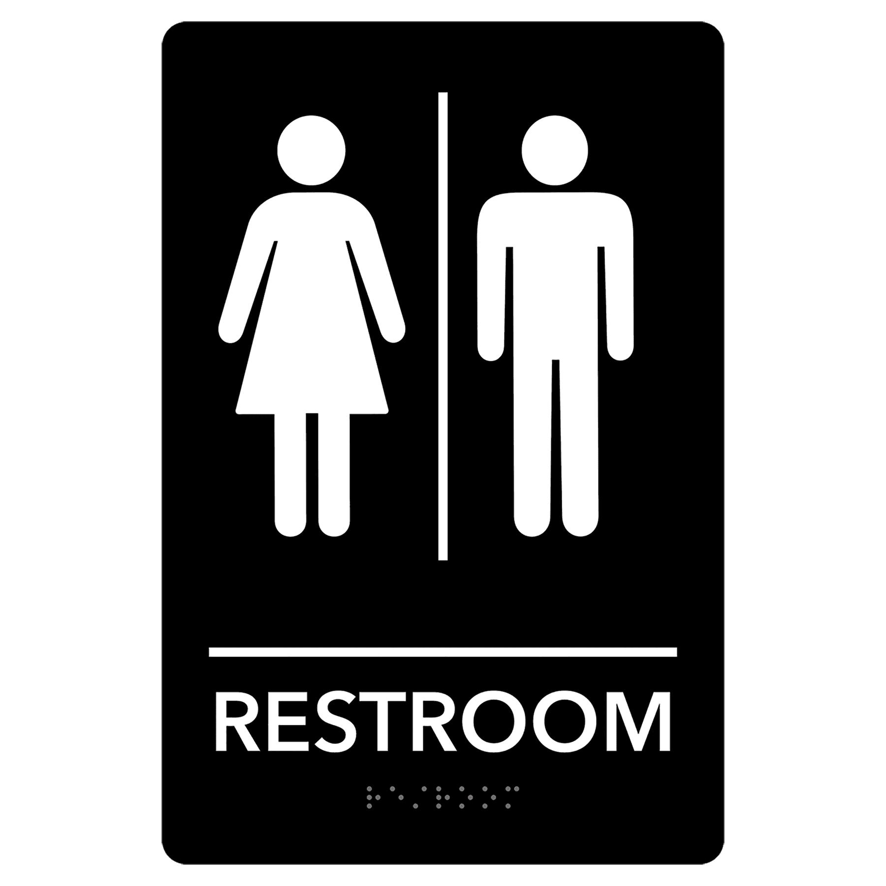 Unisex Restroom Pre-Designed ADA Sign, Black/White, 6" x 9"