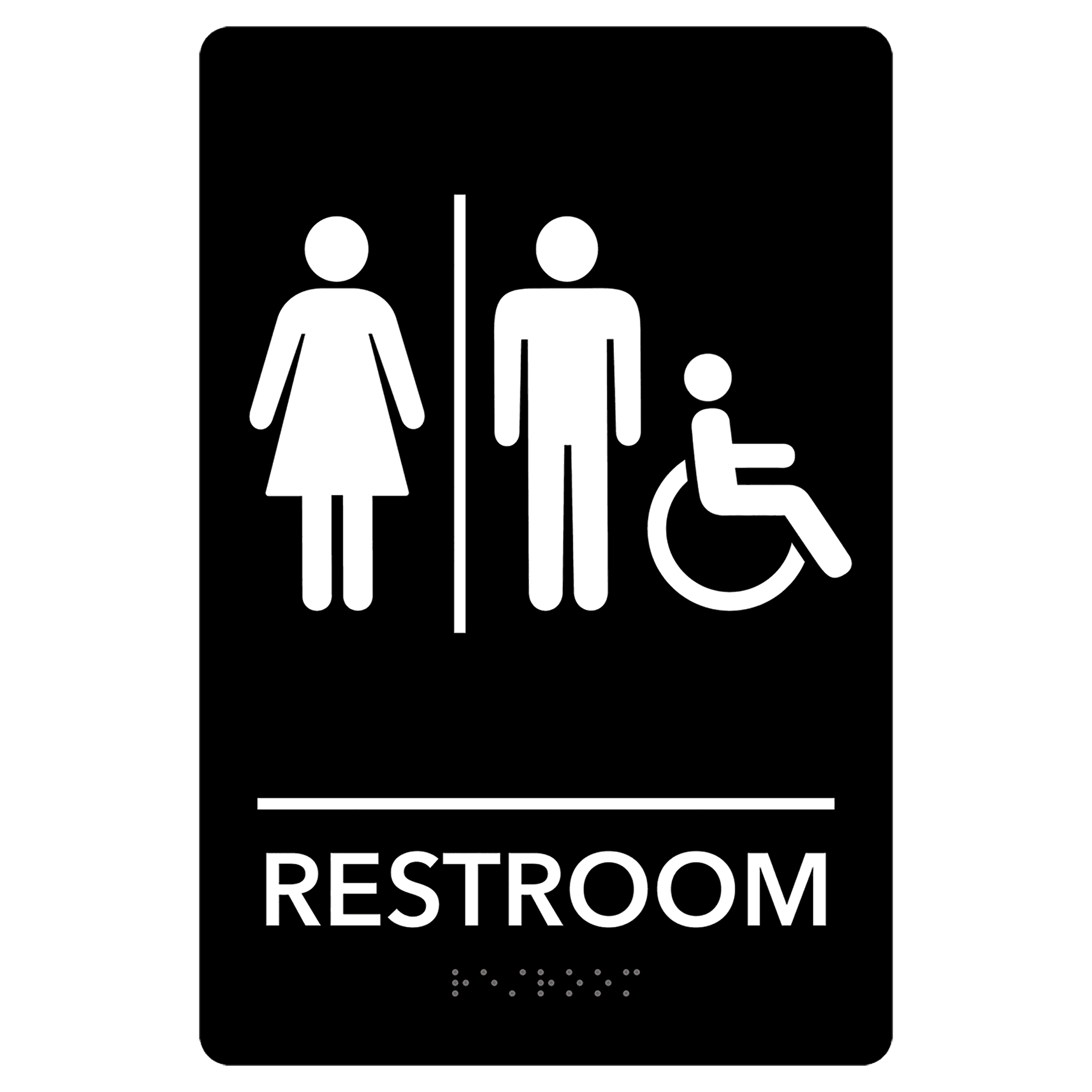 Unisex Accessible Restroom Pre-Designed ADA Sign, Black/White, 6" x 9"