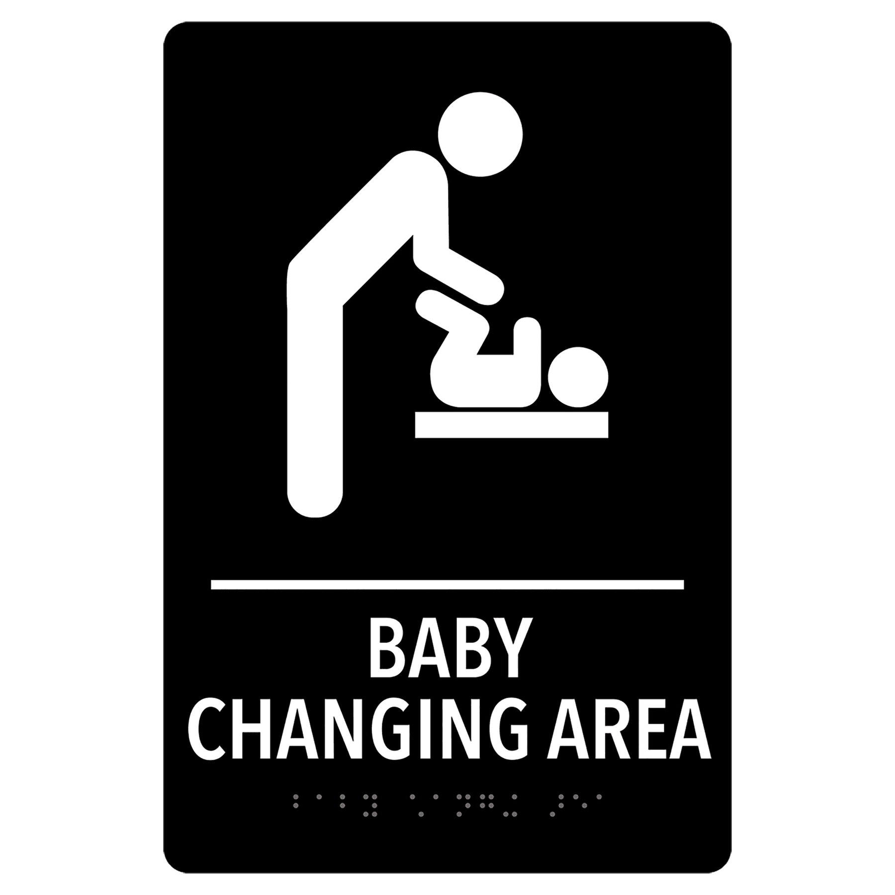 Baby Changing Area Pre-Designed ADA Sign, Black/White, 6" x 9"