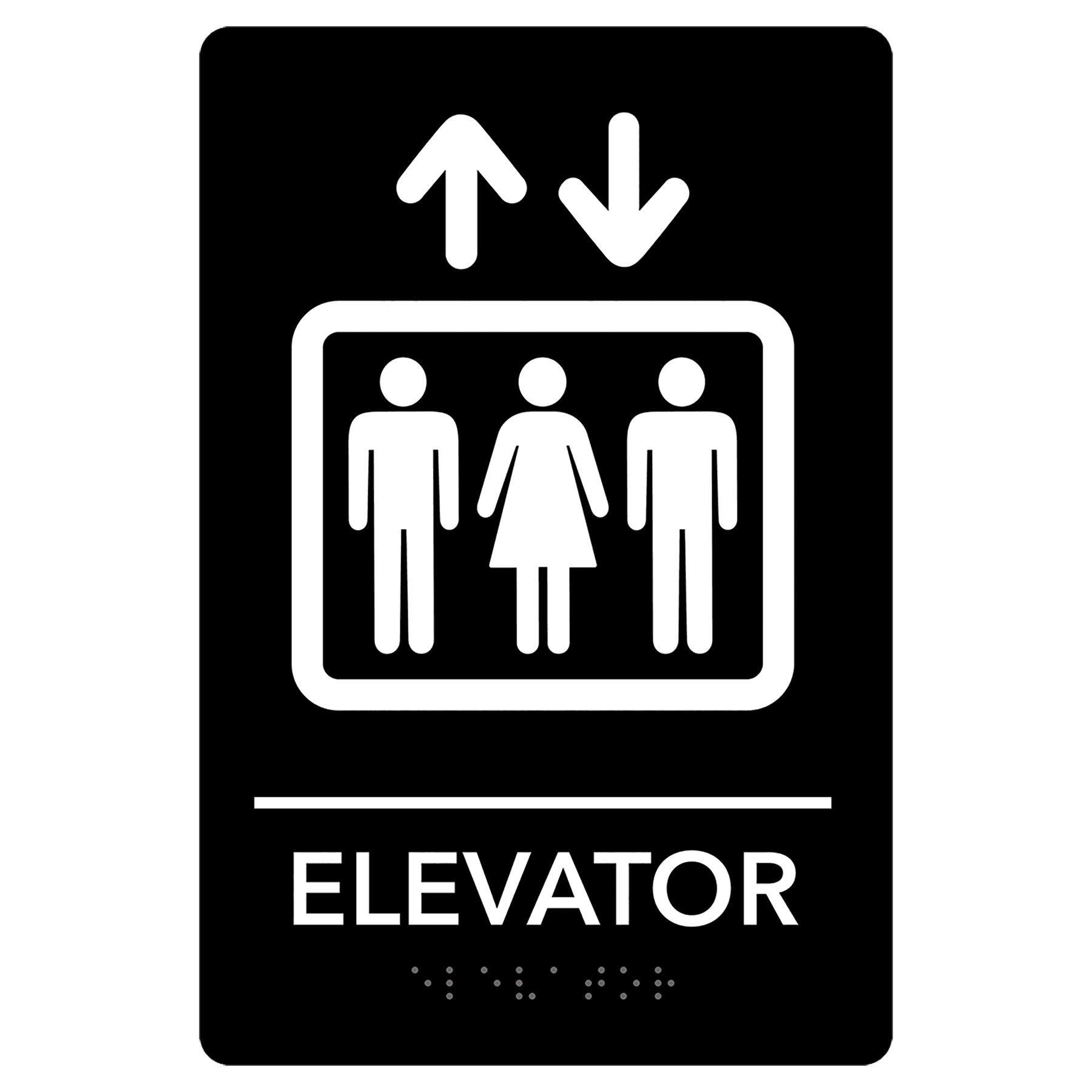 Elevator Pre-Designed ADA Sign, Black/White, 6" x 9"