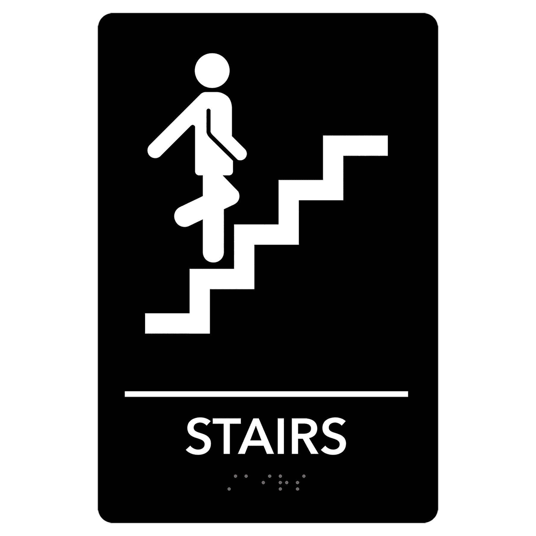 Stairs Pre-Designed ADA Sign, Black/White, 6" x 9"