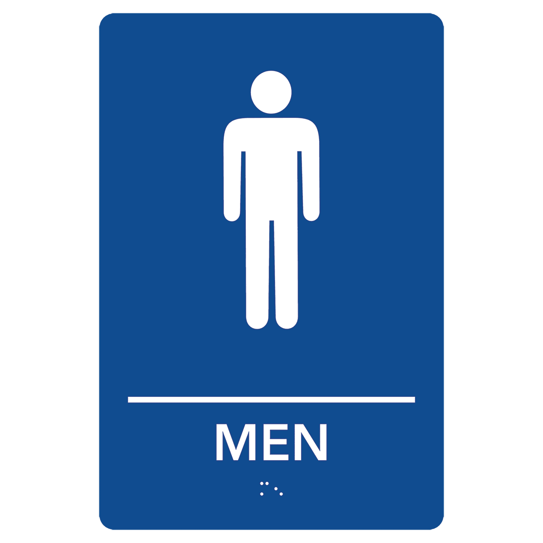 Men Restroom Pre-Designed ADA Sign, Blue/White, 6" x 9"