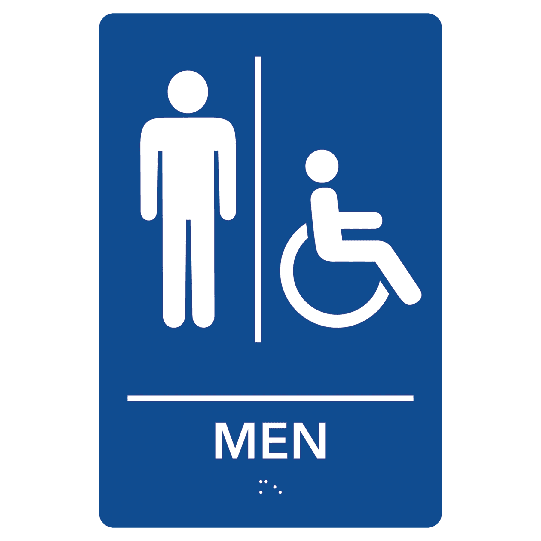 Men Accessible Restroom Pre-Designed ADA Sign, Blue/White, 6" x 9"