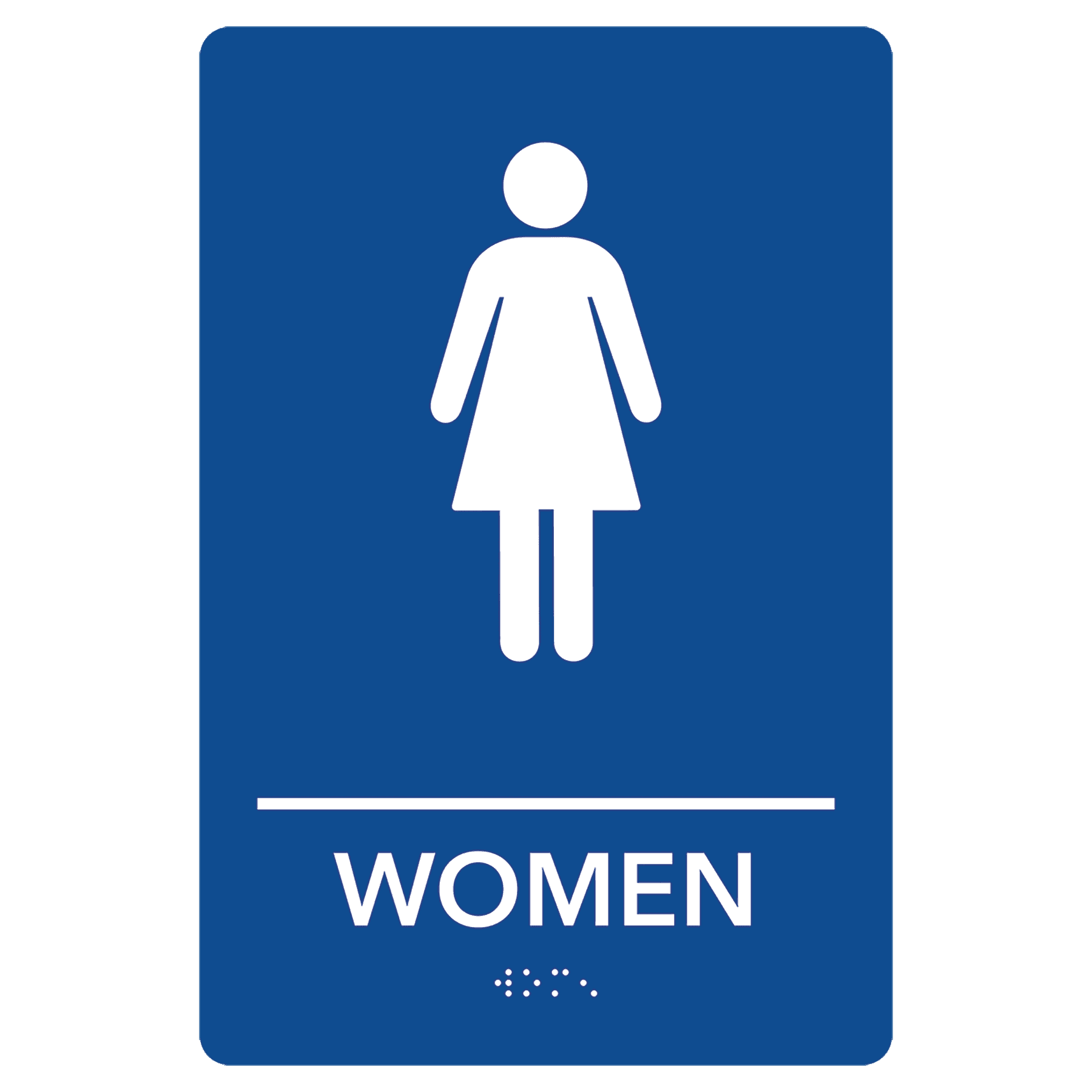 Women Restroom Pre-Designed ADA Sign, Blue/White, 6" x 9"
