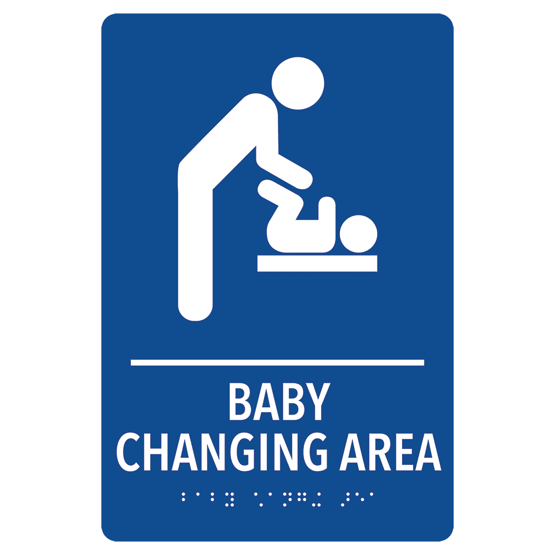 Baby Changing Area Pre-Designed ADA Sign, Blue/White, 6" x 9"