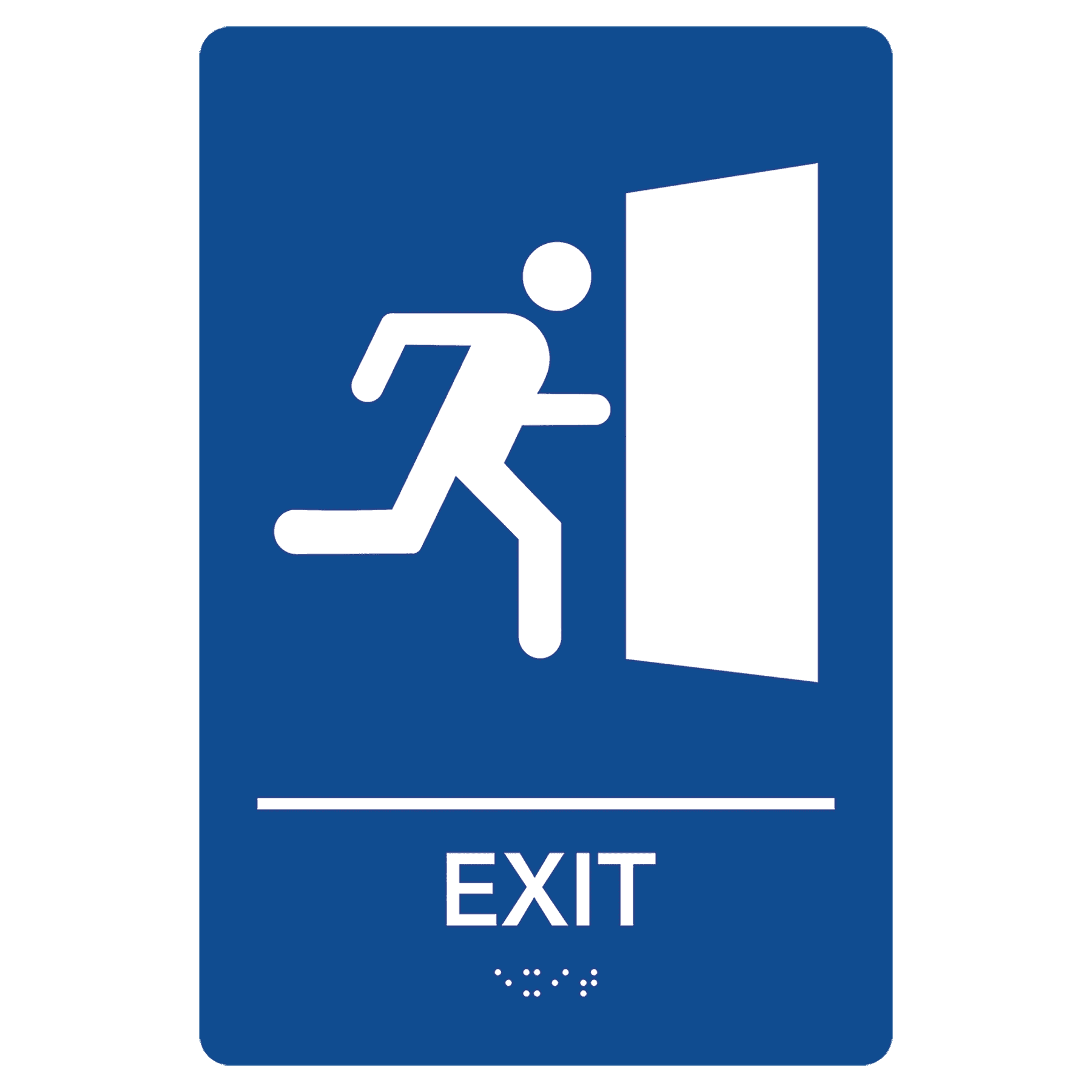 Exit Pre-Designed ADA Sign, Blue/White, 6" x 9"